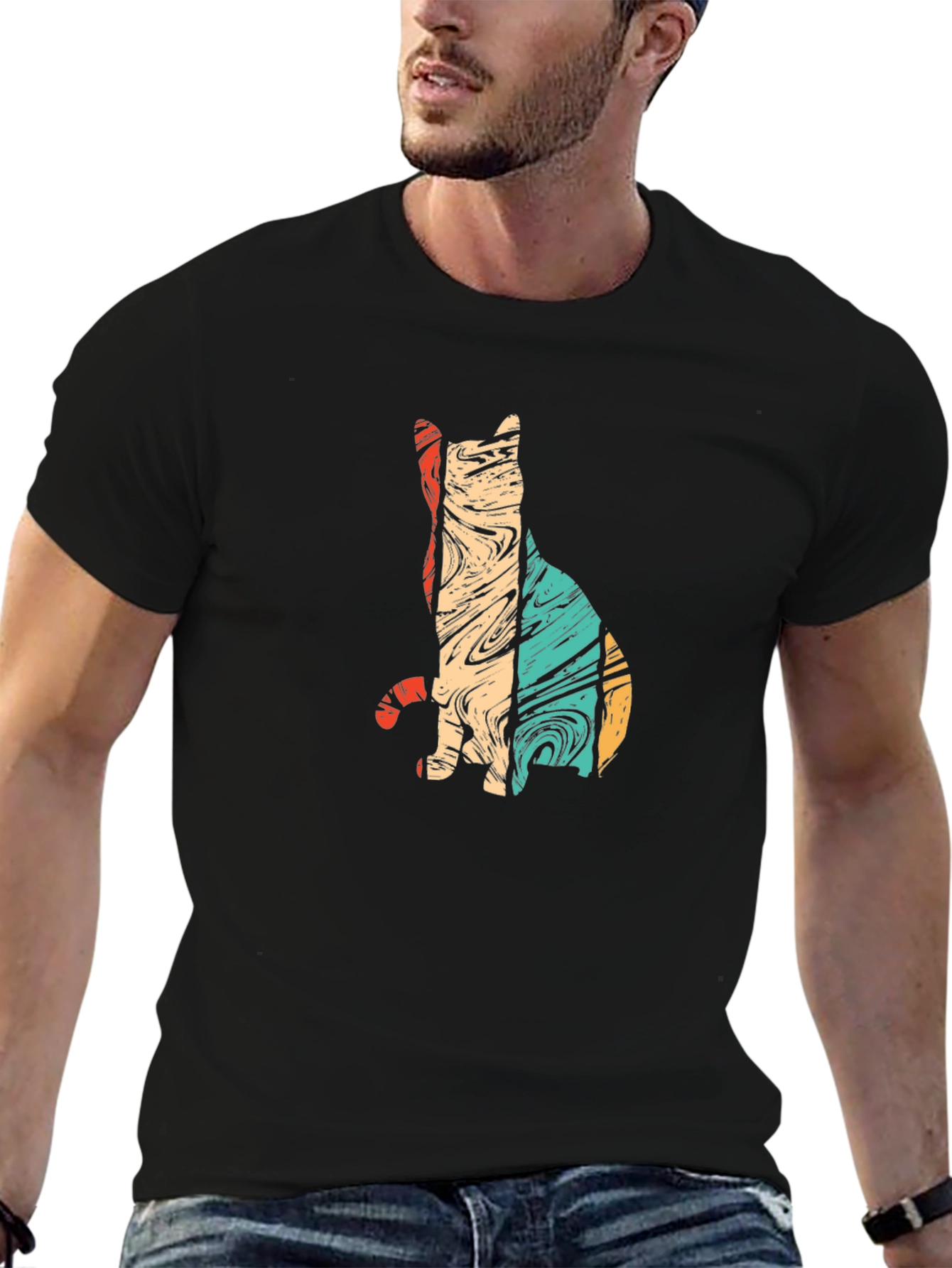 Retro Cat Silhouette Graphic Tee