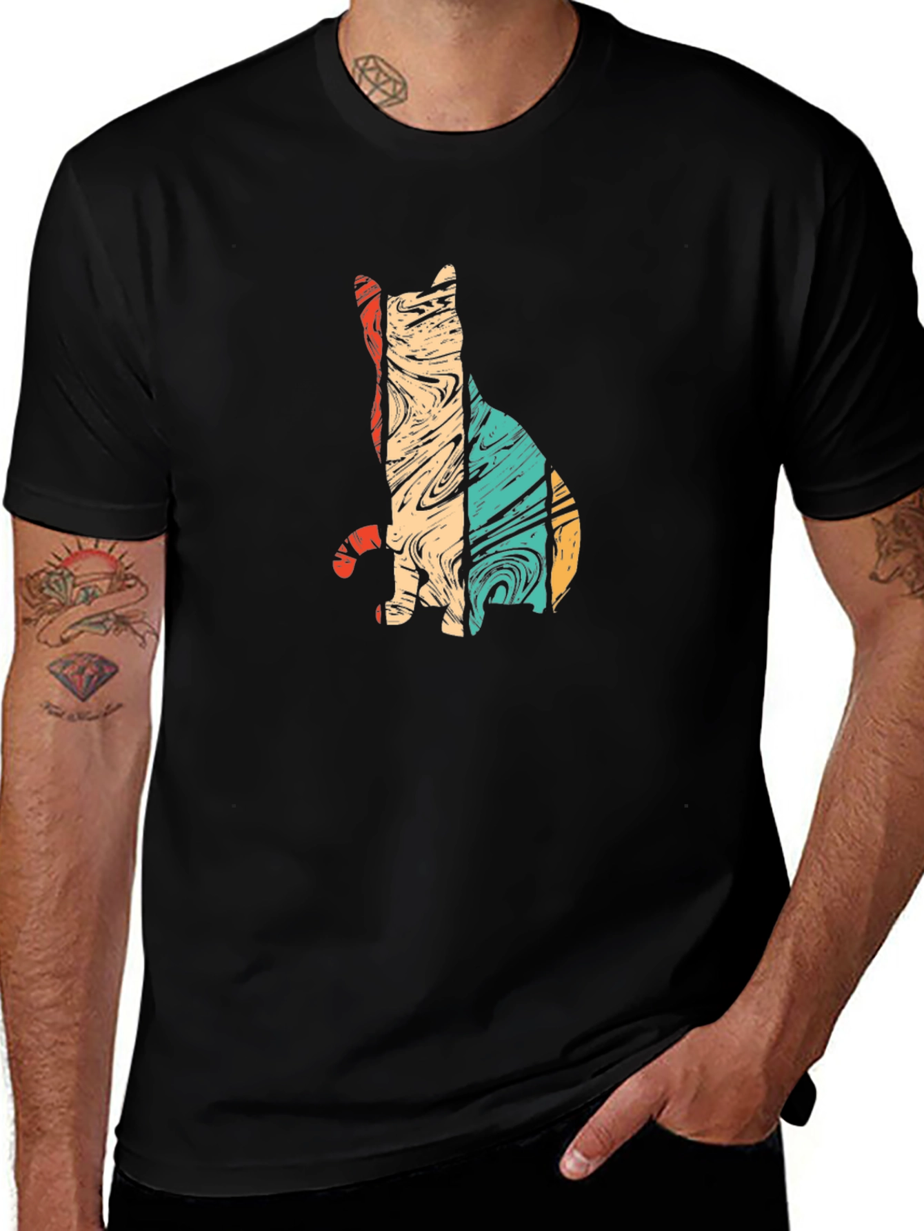 Retro Cat Silhouette Graphic Tee