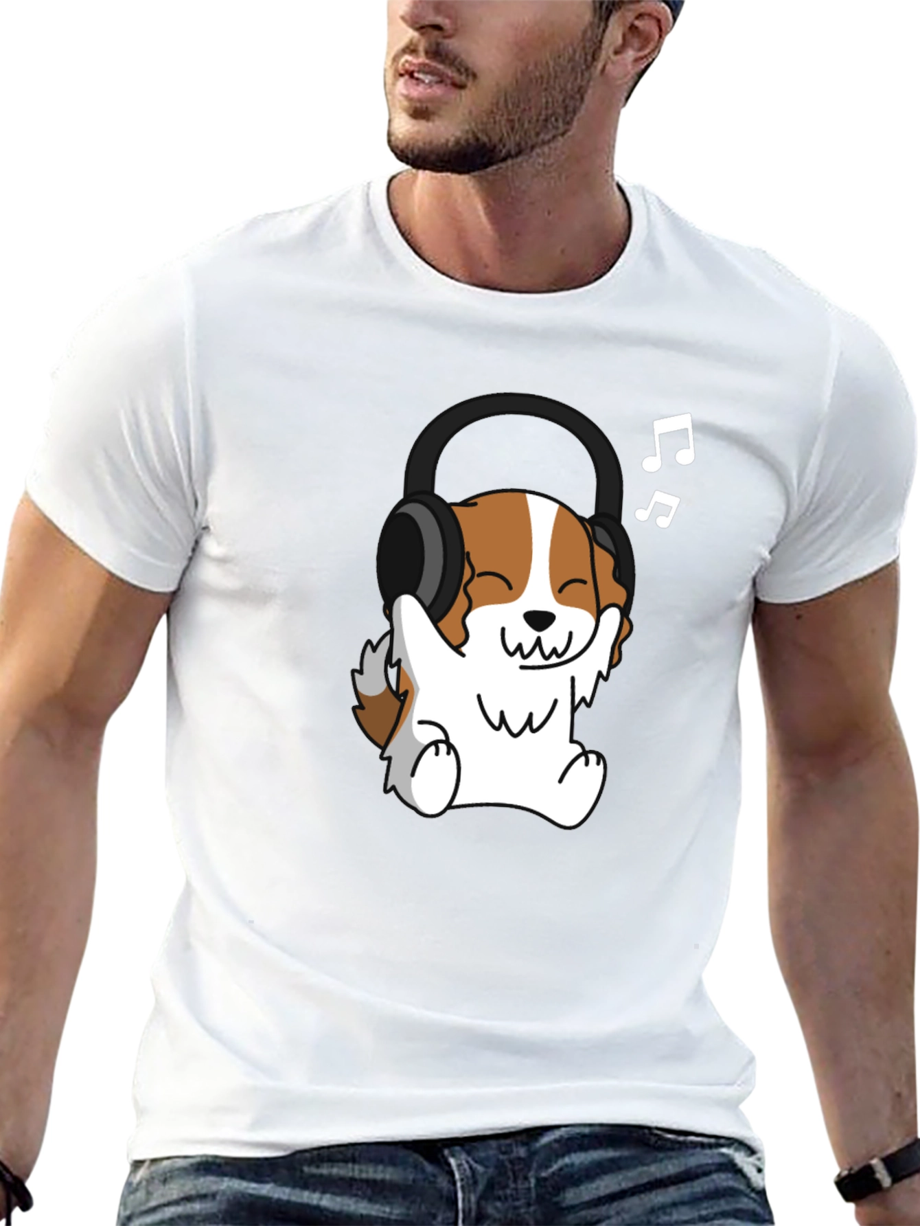 Dog Wearing Headphones Graphic Tee