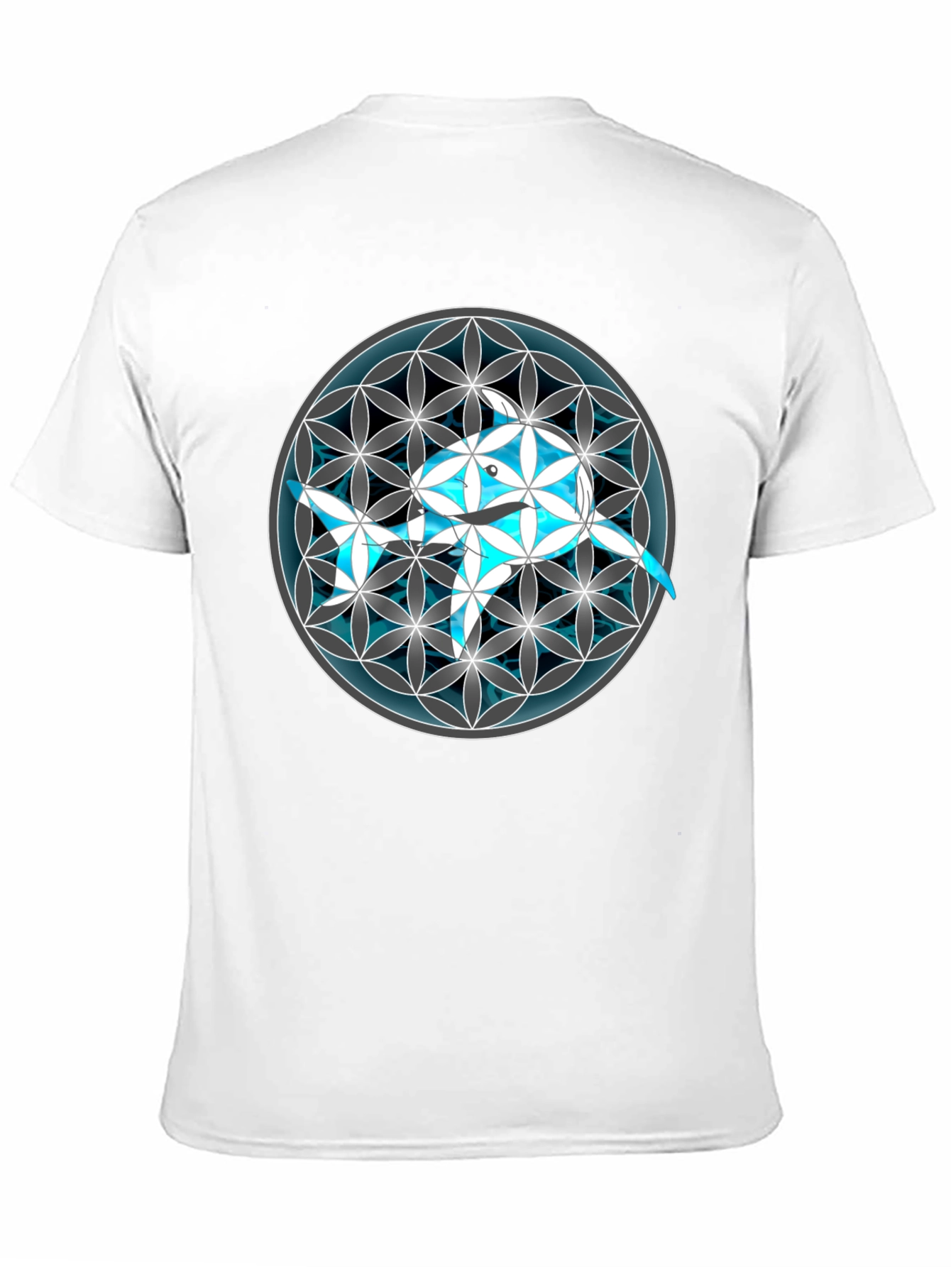 Geometric Dolphin Graphic Tee - Black