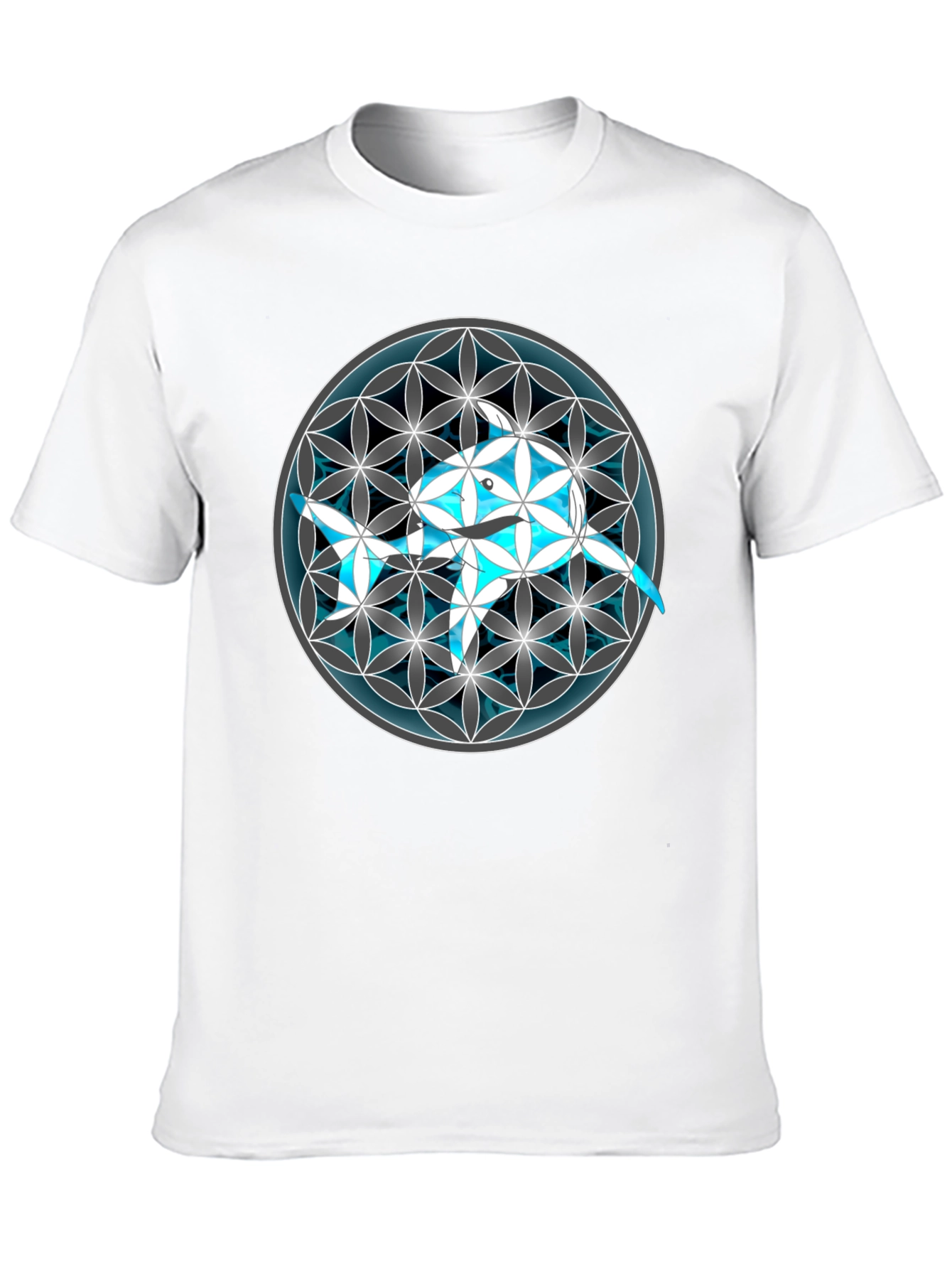 Geometric Dolphin Graphic Tee - Black