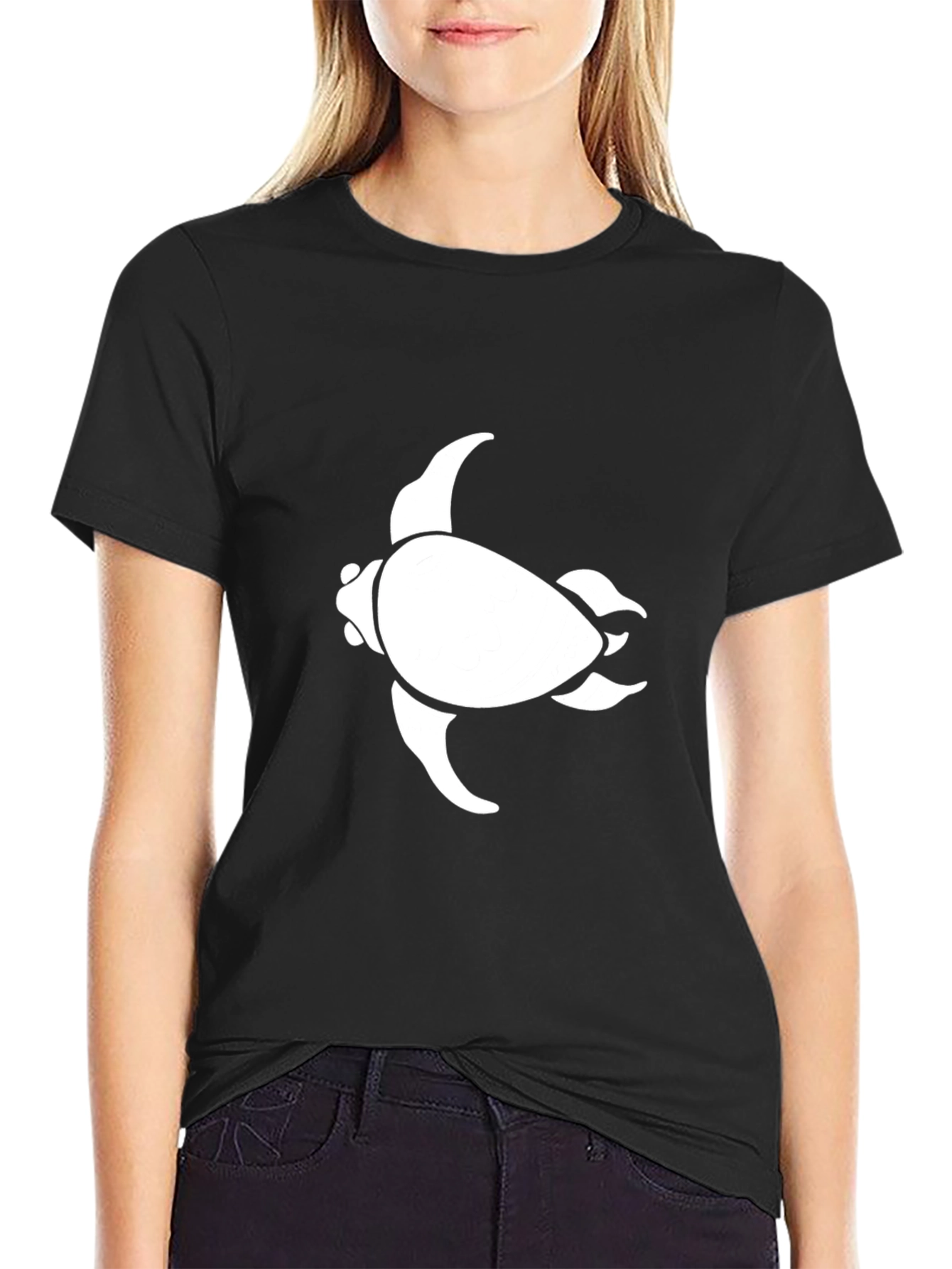 Sea Turtle Graphic Tee - Black Cotton Blend