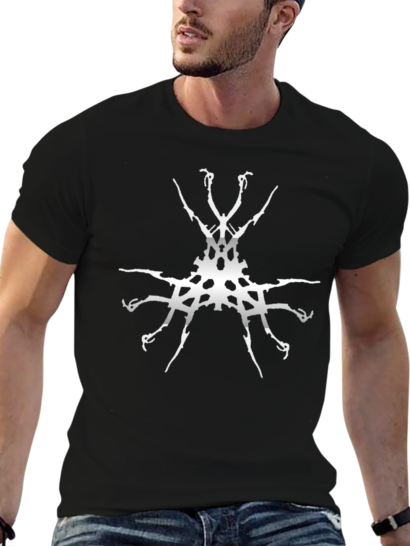 Abstract Graphic Tee - Black Cotton Blend