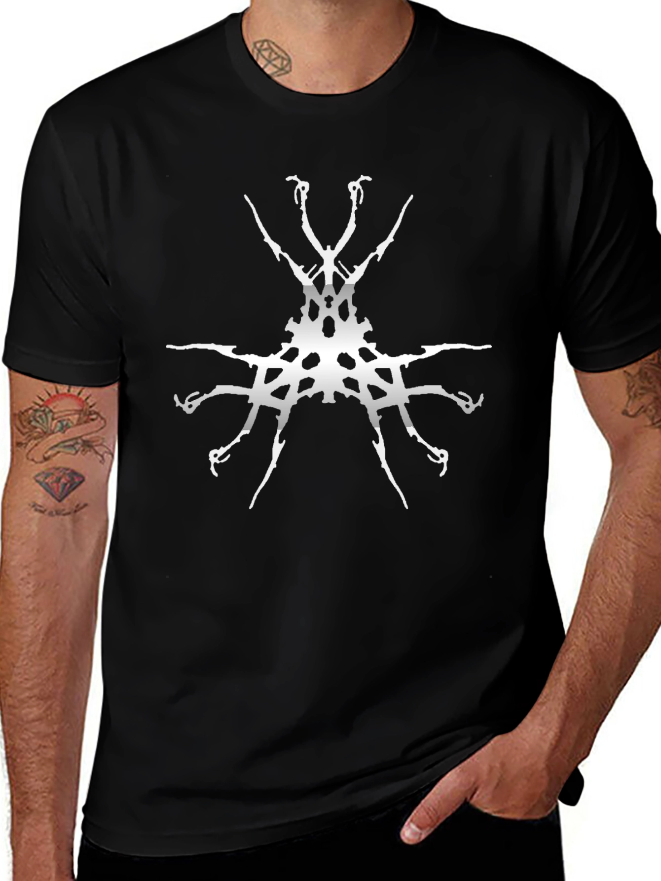 Abstract Graphic Tee - Black Cotton Blend