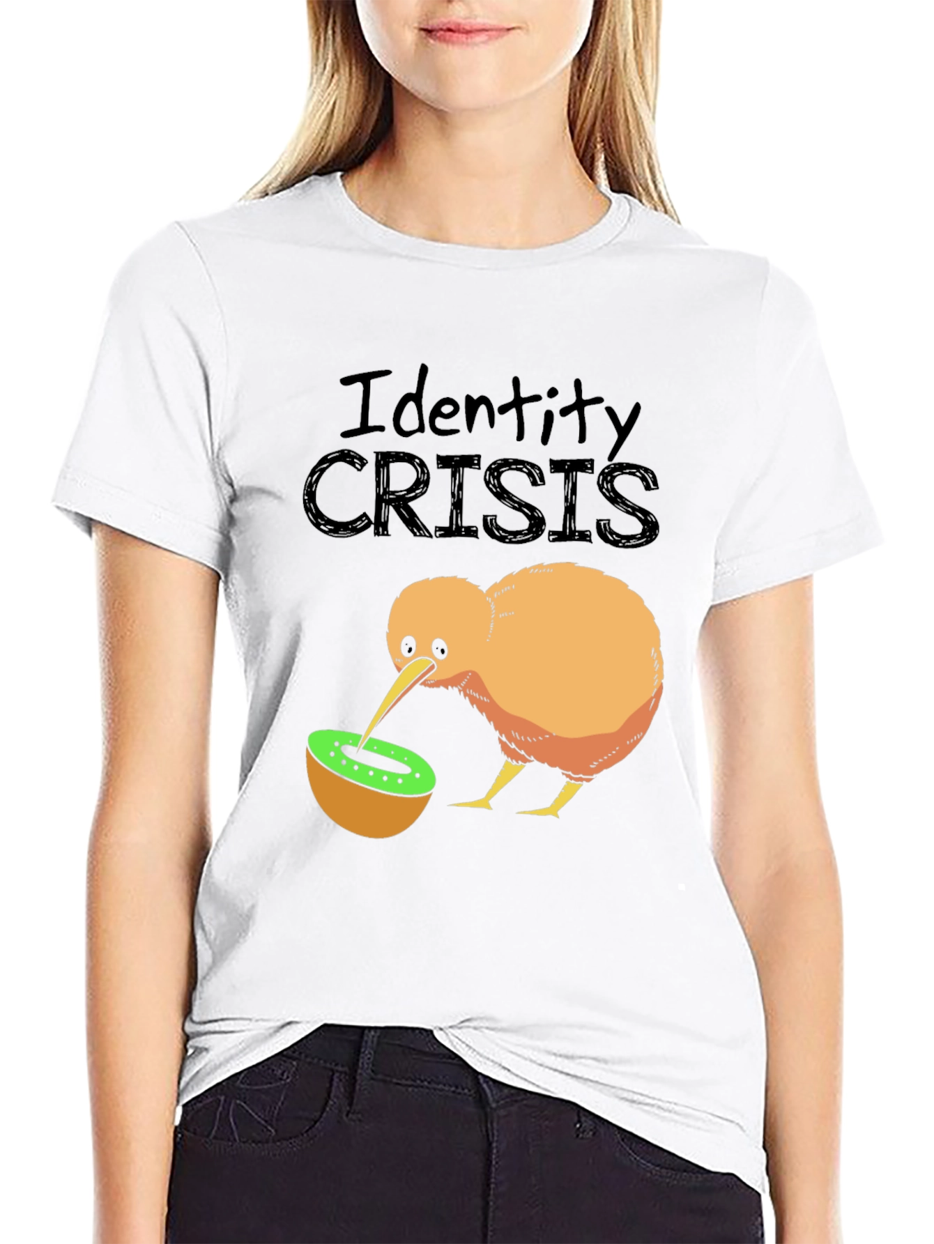 Identity Crisis Kiwi Bird Humor Graphic T-Shirt
