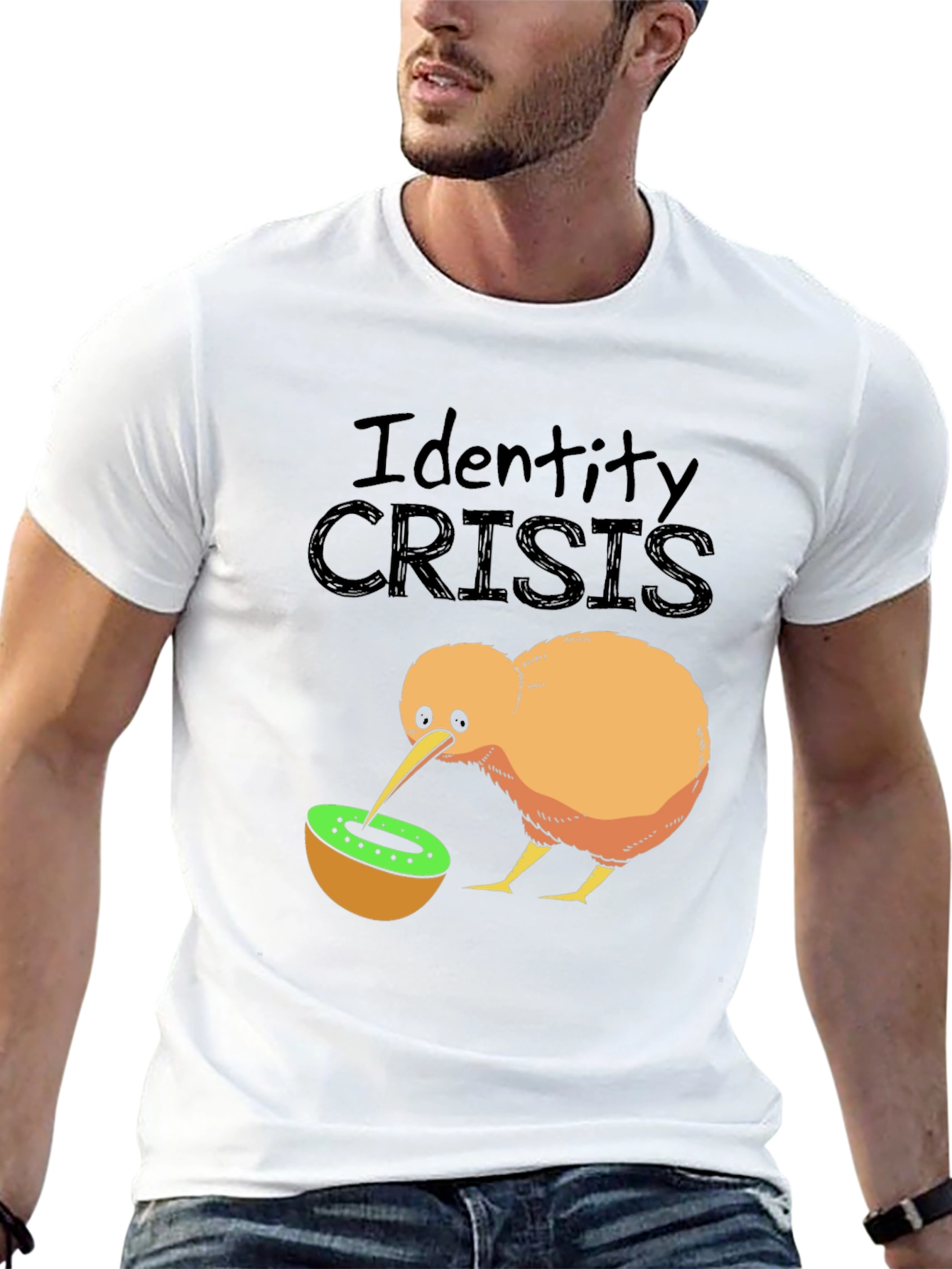 Identity Crisis Kiwi Bird Humor Graphic T-Shirt
