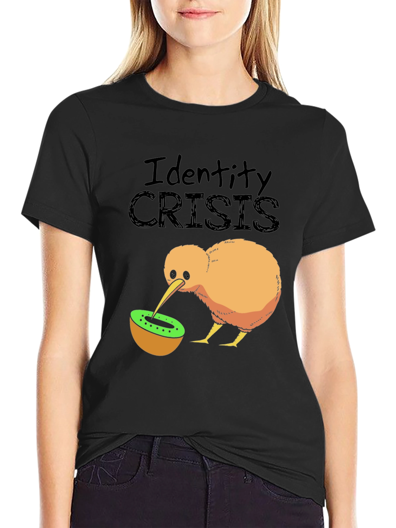 Identity Crisis Kiwi Bird Humor Graphic T-Shirt