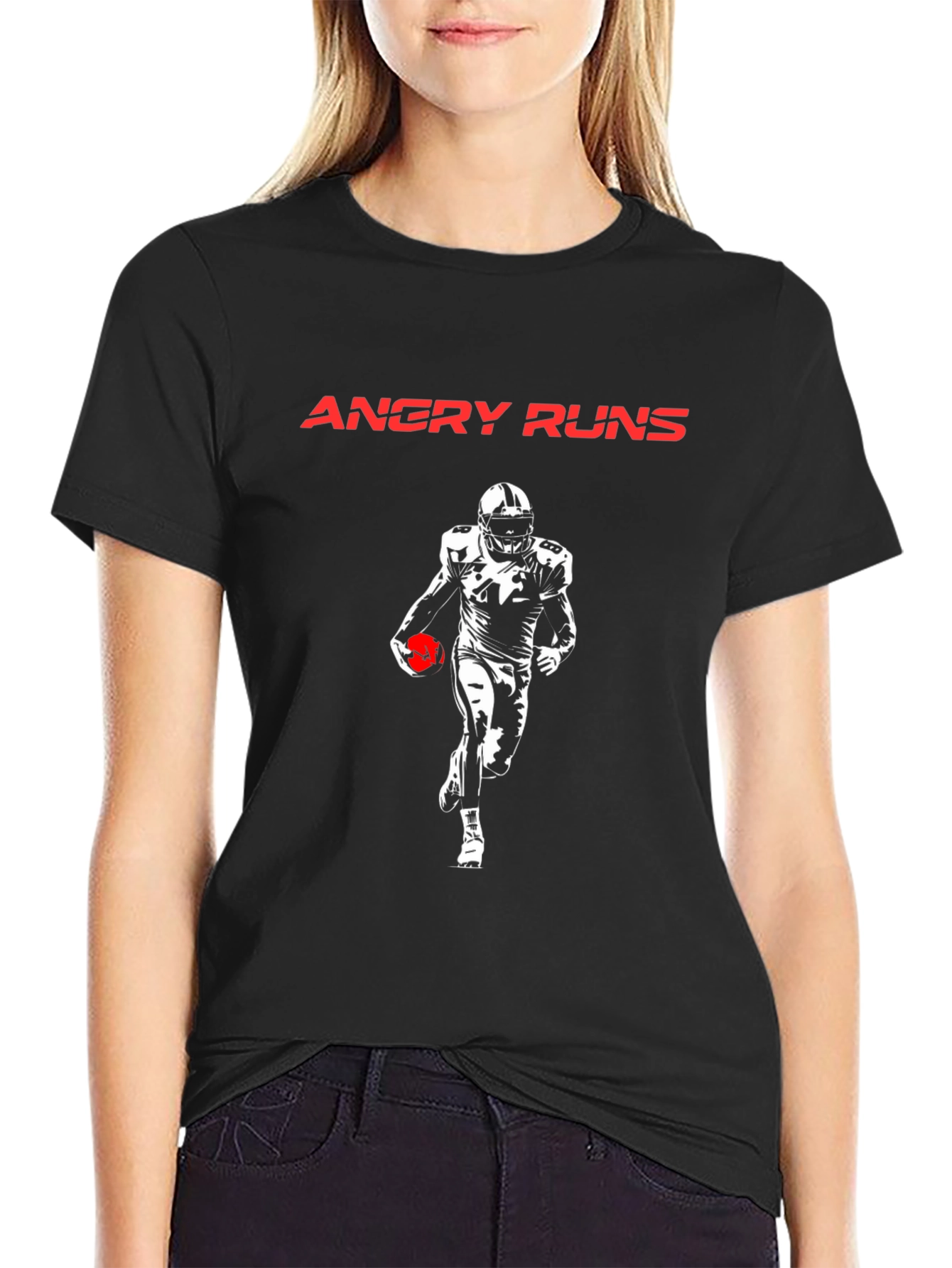 Angry Runs Football T-Shirt - Black