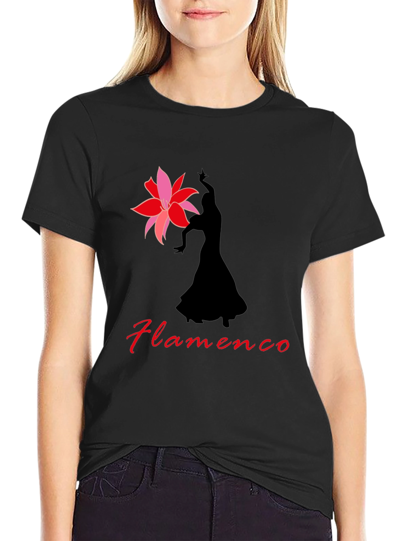 Flamenco Dancer T-Shirt - Elegant Black Tee