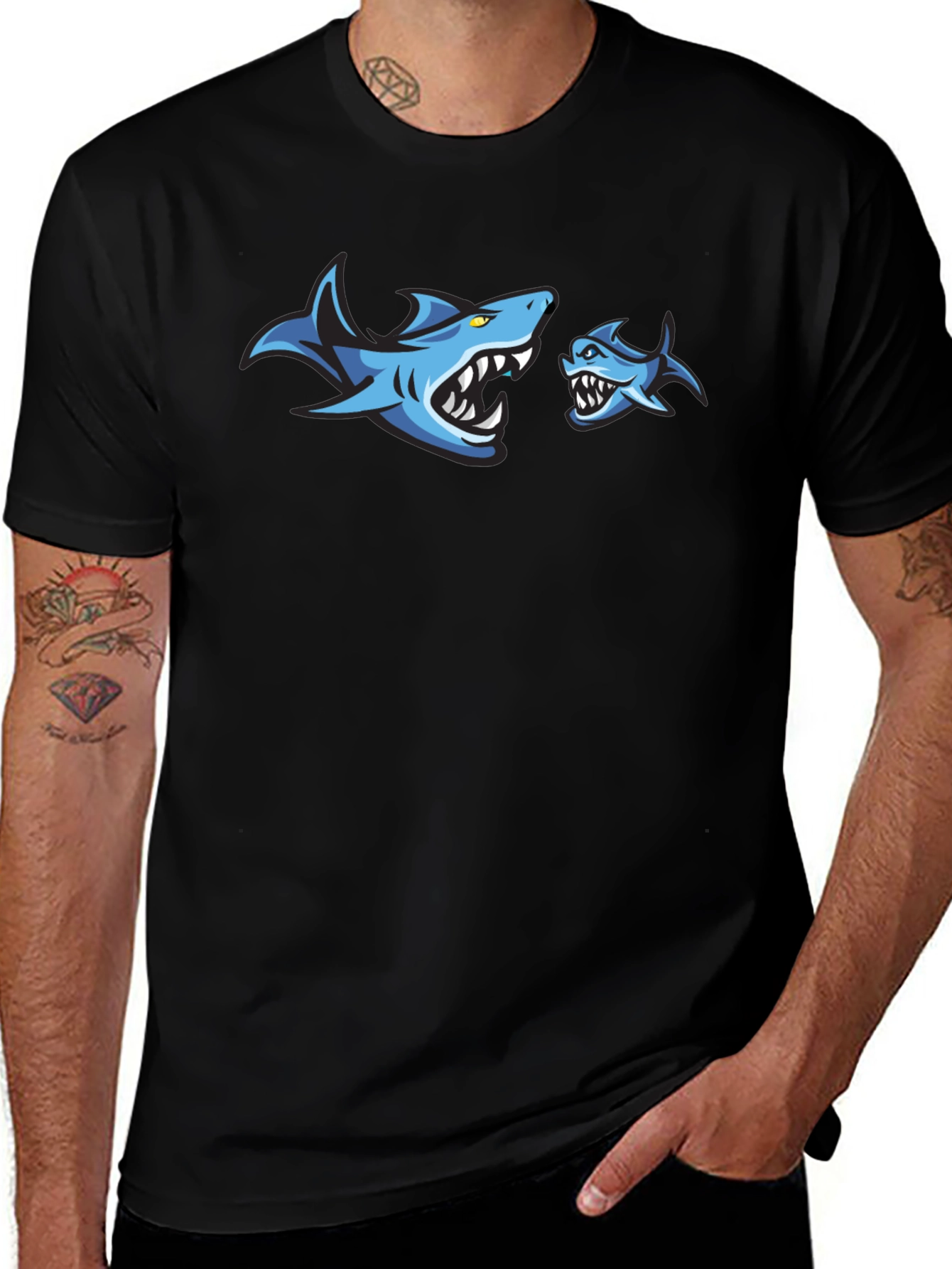 Shark Graphic Print Crew Neck T-Shirt