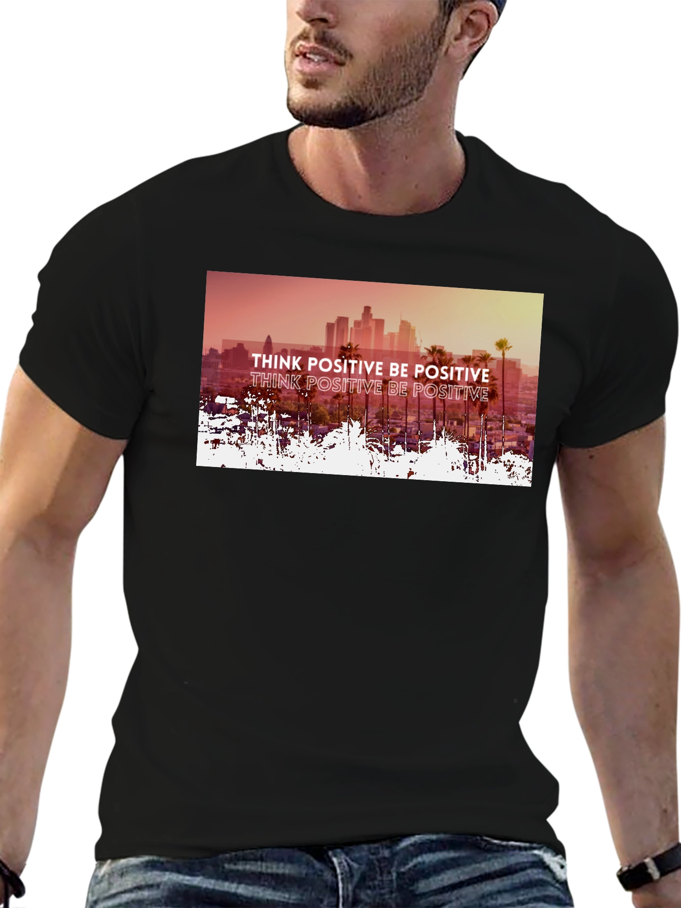 Think Positive Graphic Tee - Mens Black T-Shirt