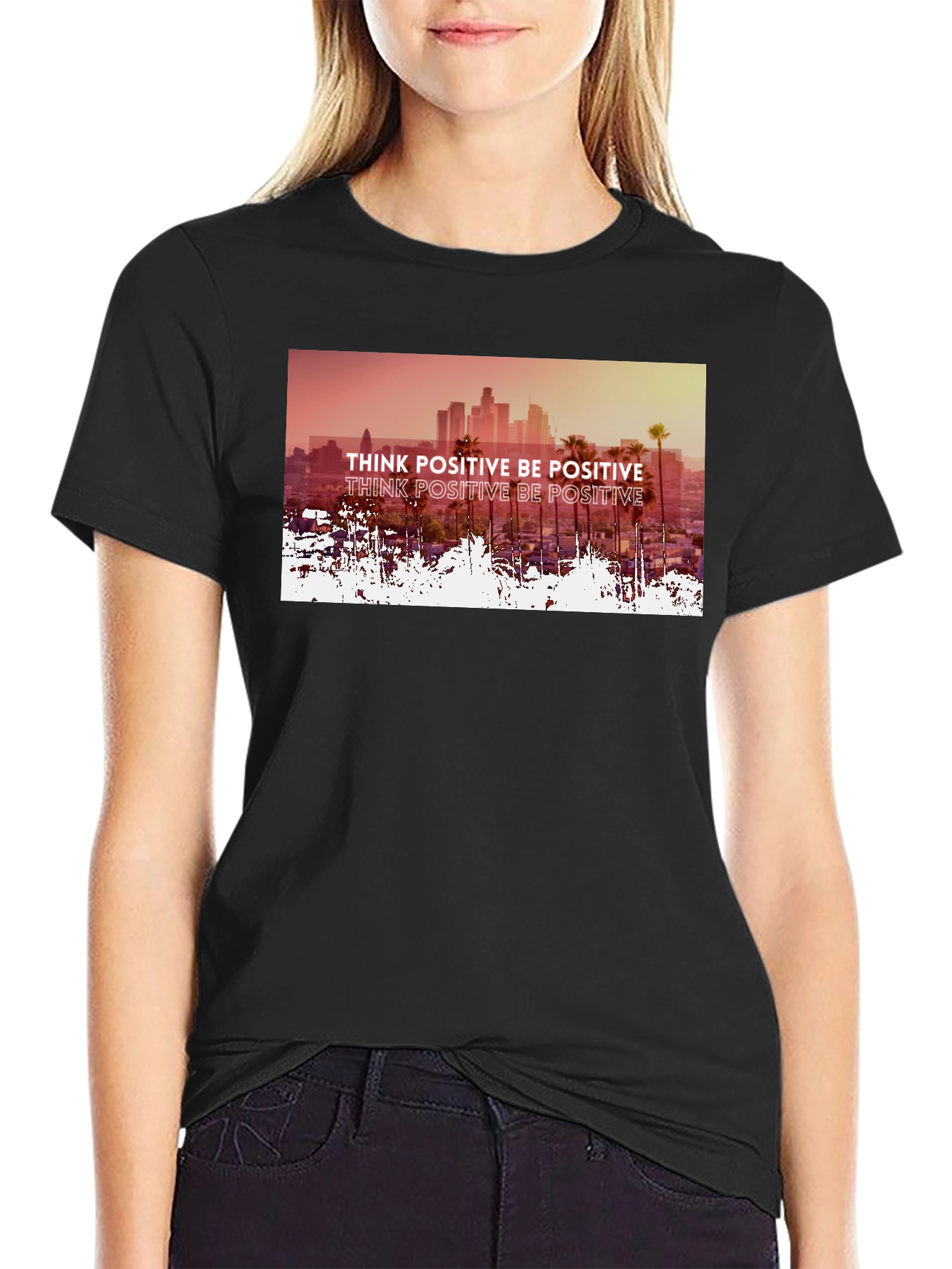 Think Positive Graphic Tee - Mens Black T-Shirt