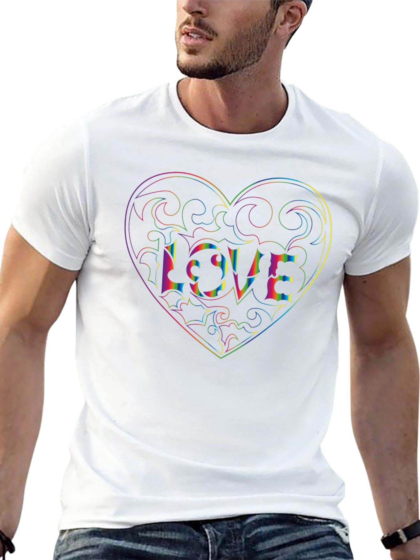 Rainbow Heart LOVE Graphic Tee - Unisex