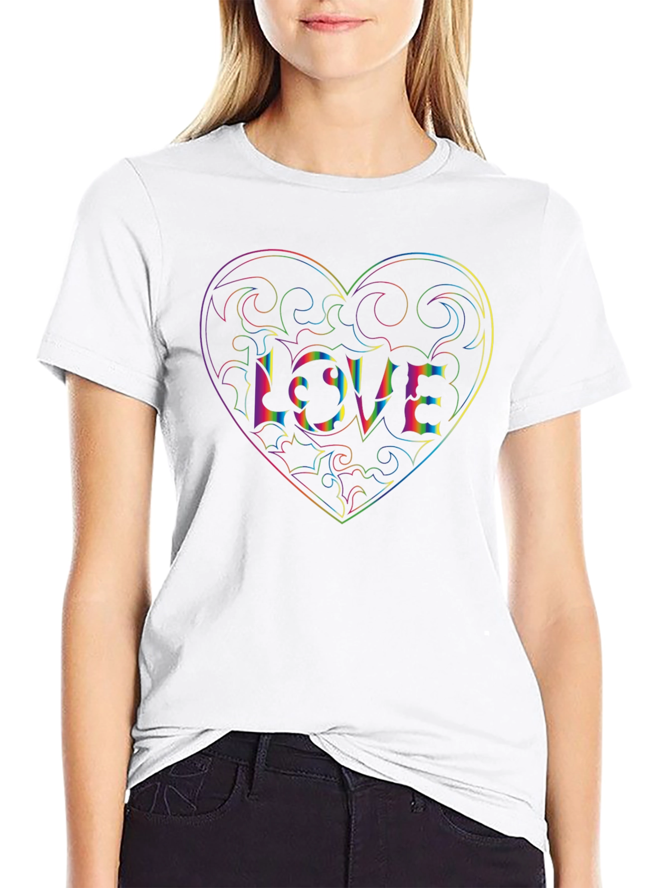 Rainbow Heart LOVE Graphic Tee - Unisex