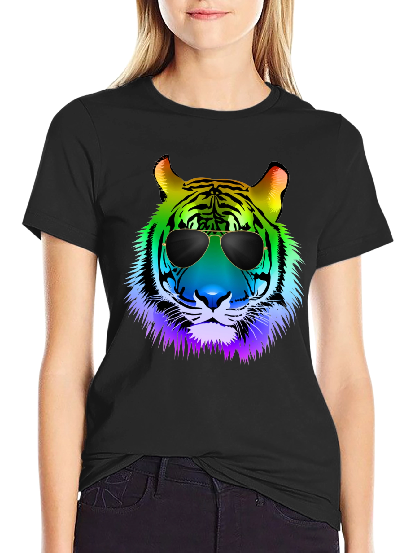 Rainbow Tiger Sunglasses Graphic Tee