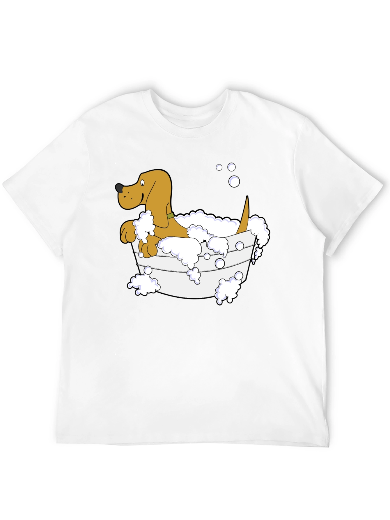 Cartoon Dog in Tub Black T-Shirt