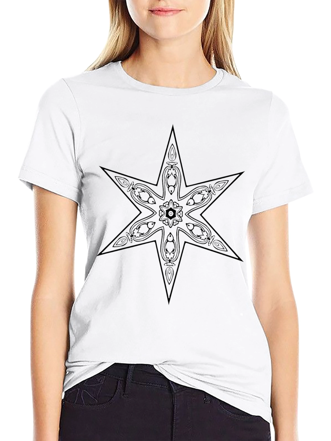 Geometric Star Graphic Black T-Shirt