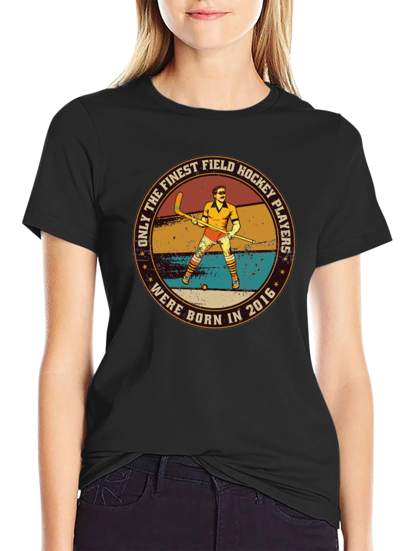 Field Hockey Player Born in 2016 Black T-Shirt