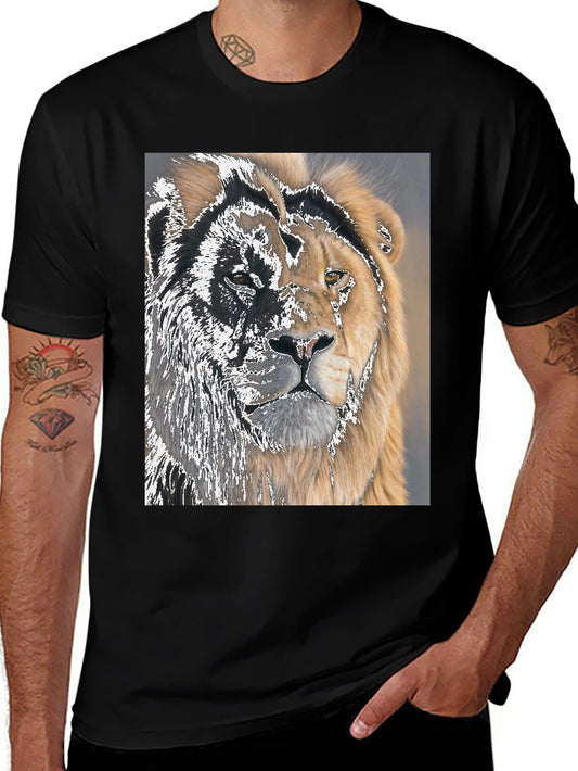 Lion & Tiger Graphic Tee - Unique Animal Print T-Shirt
