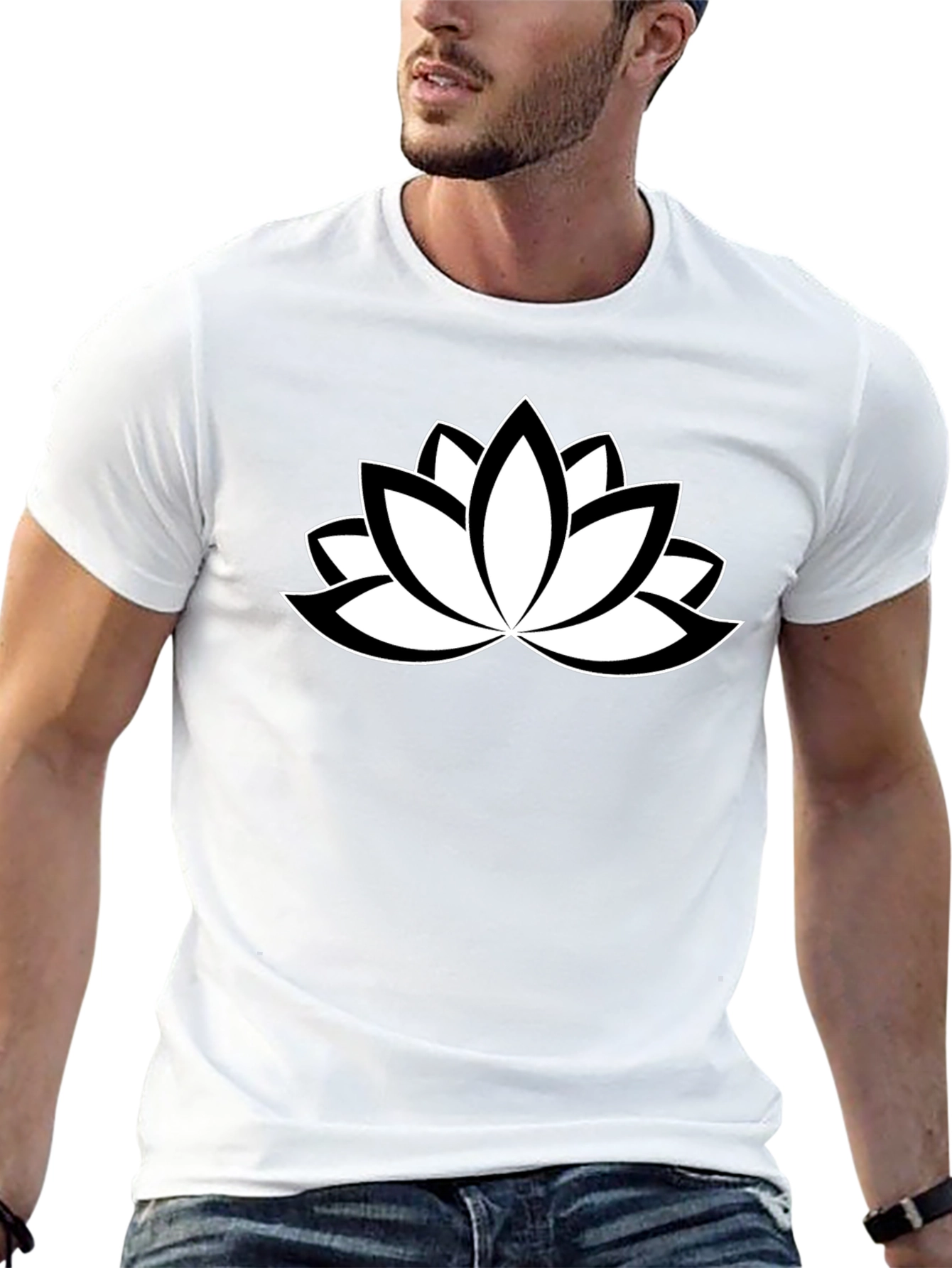 Lotus Flower Graphic T-Shirt - Black