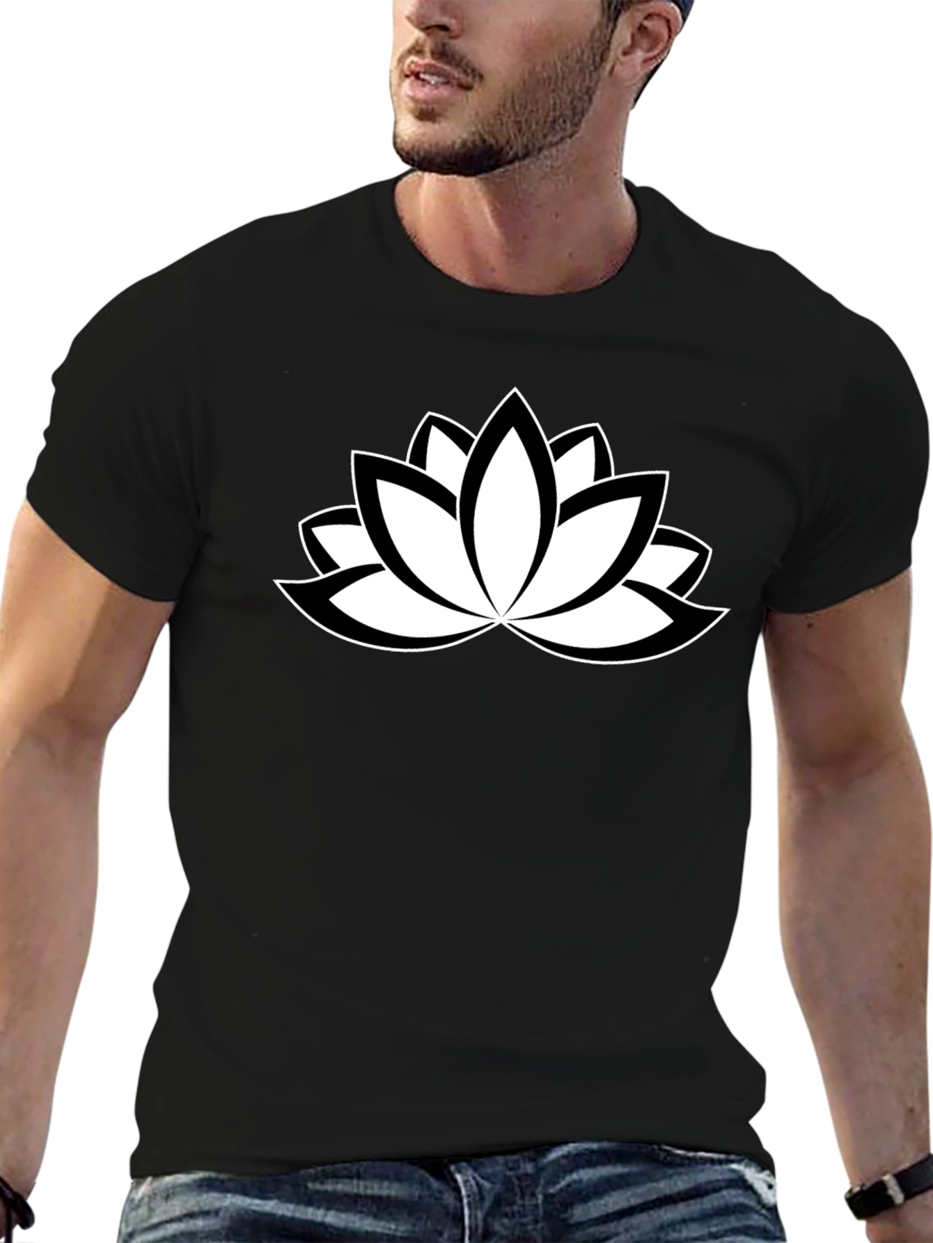 Lotus Flower Graphic T-Shirt - Black
