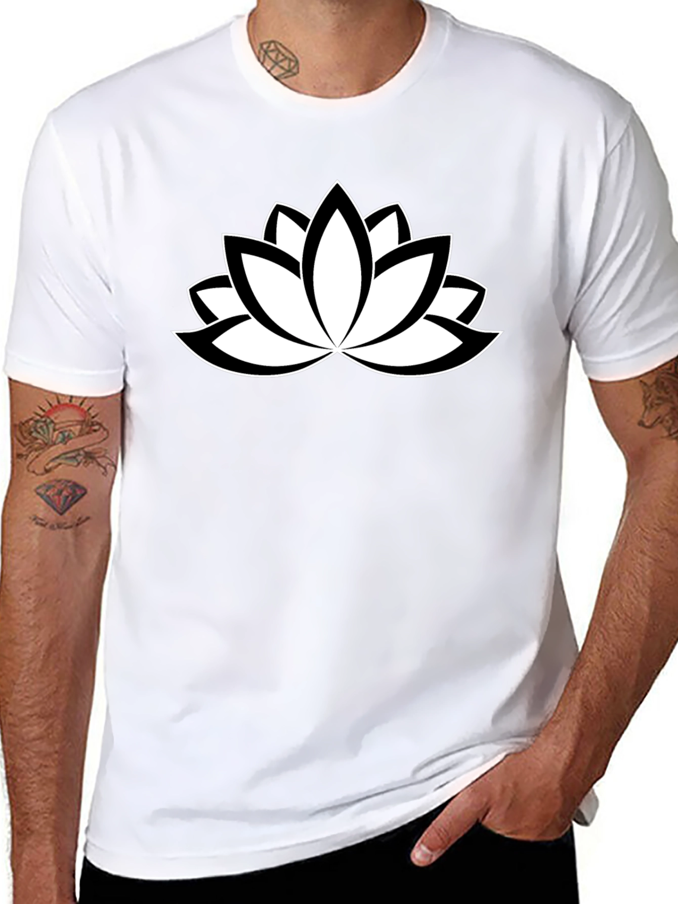 Lotus Flower Graphic T-Shirt - Black
