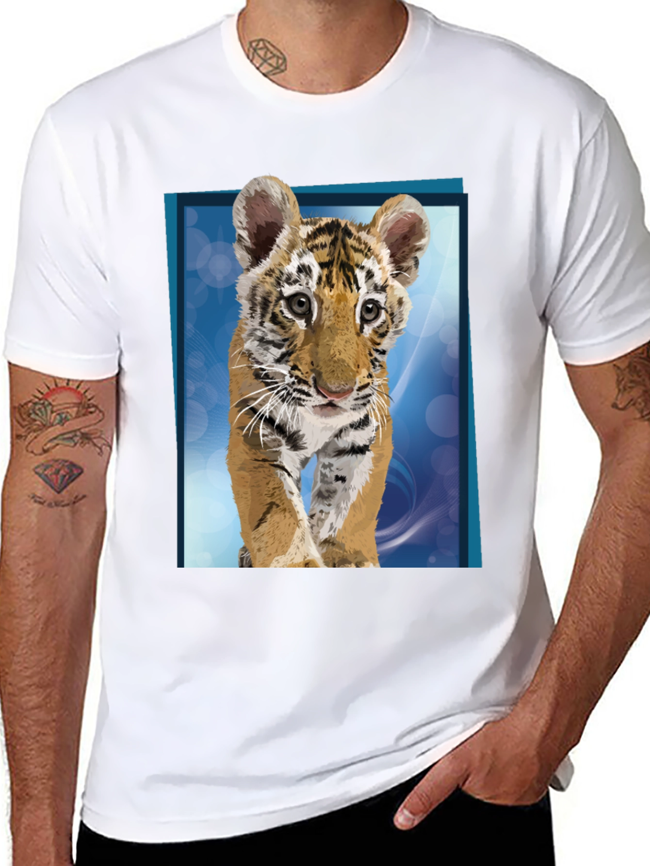 Tiger Cub Graphic Tee - Black Cotton T-Shirt