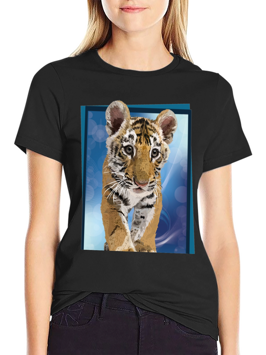 Tiger Cub Graphic Tee - Black Cotton T-Shirt