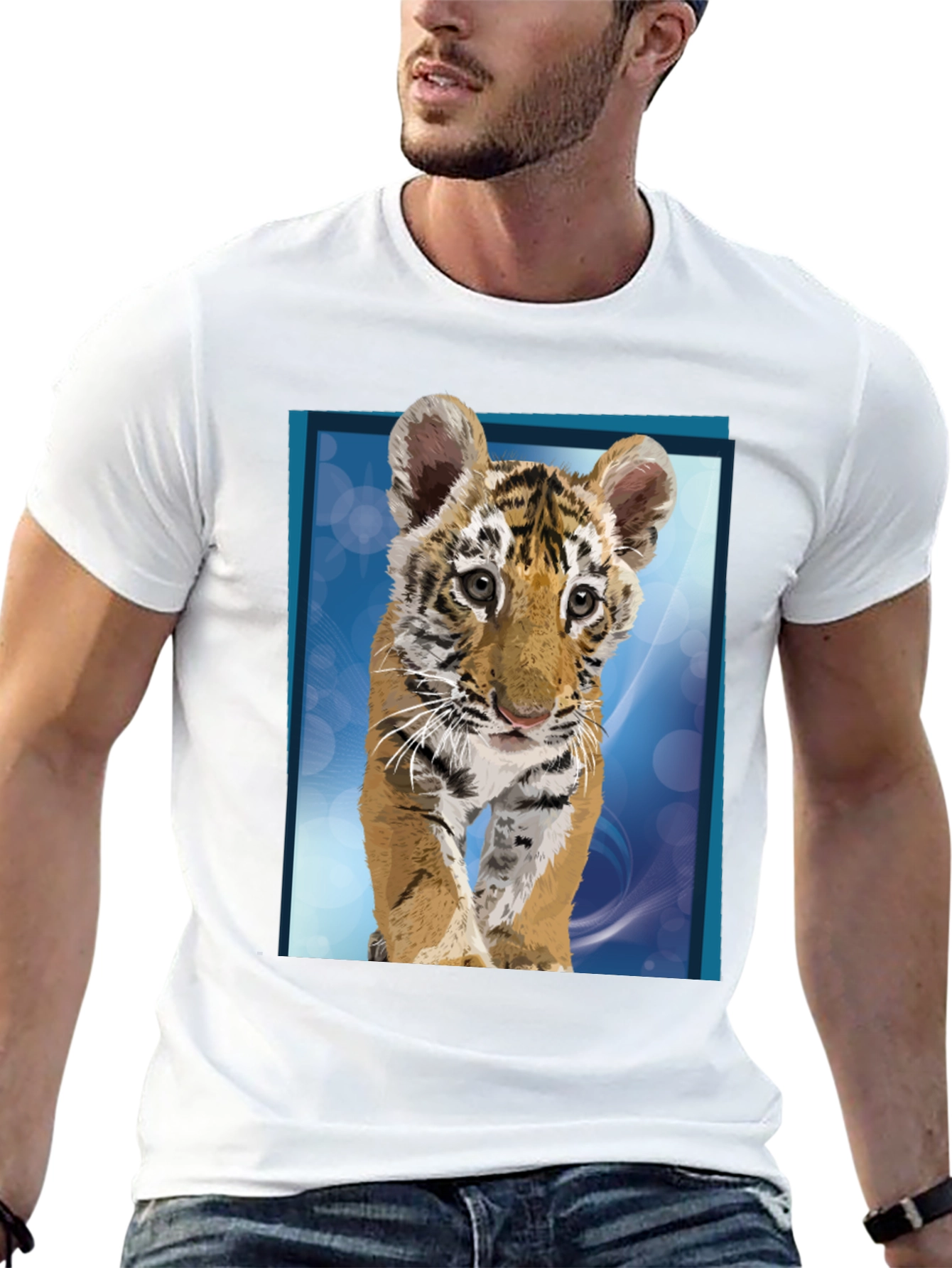 Tiger Cub Graphic Tee - Black Cotton T-Shirt