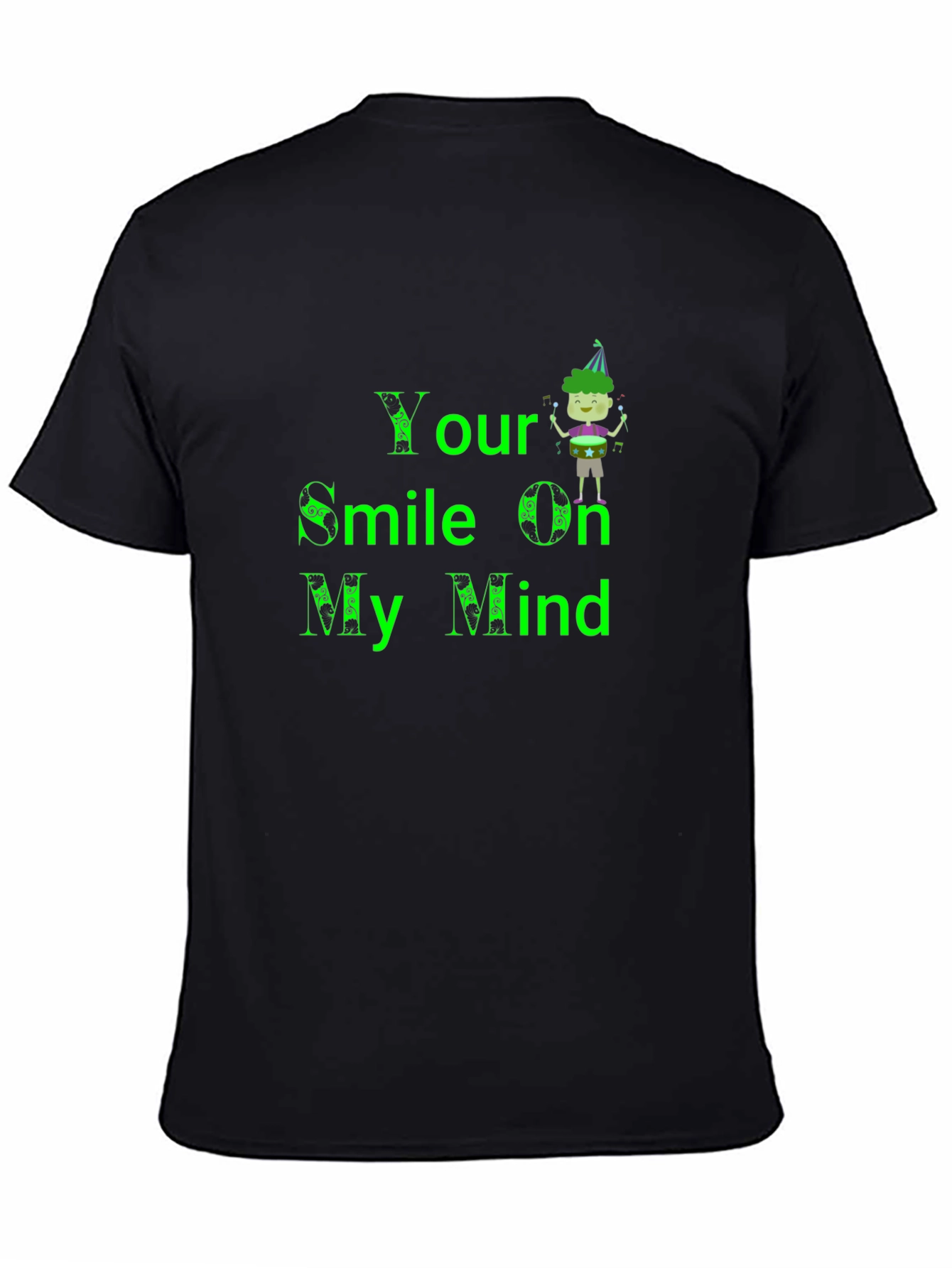 Your Smile On My Mind Black Graphic T-Shirt