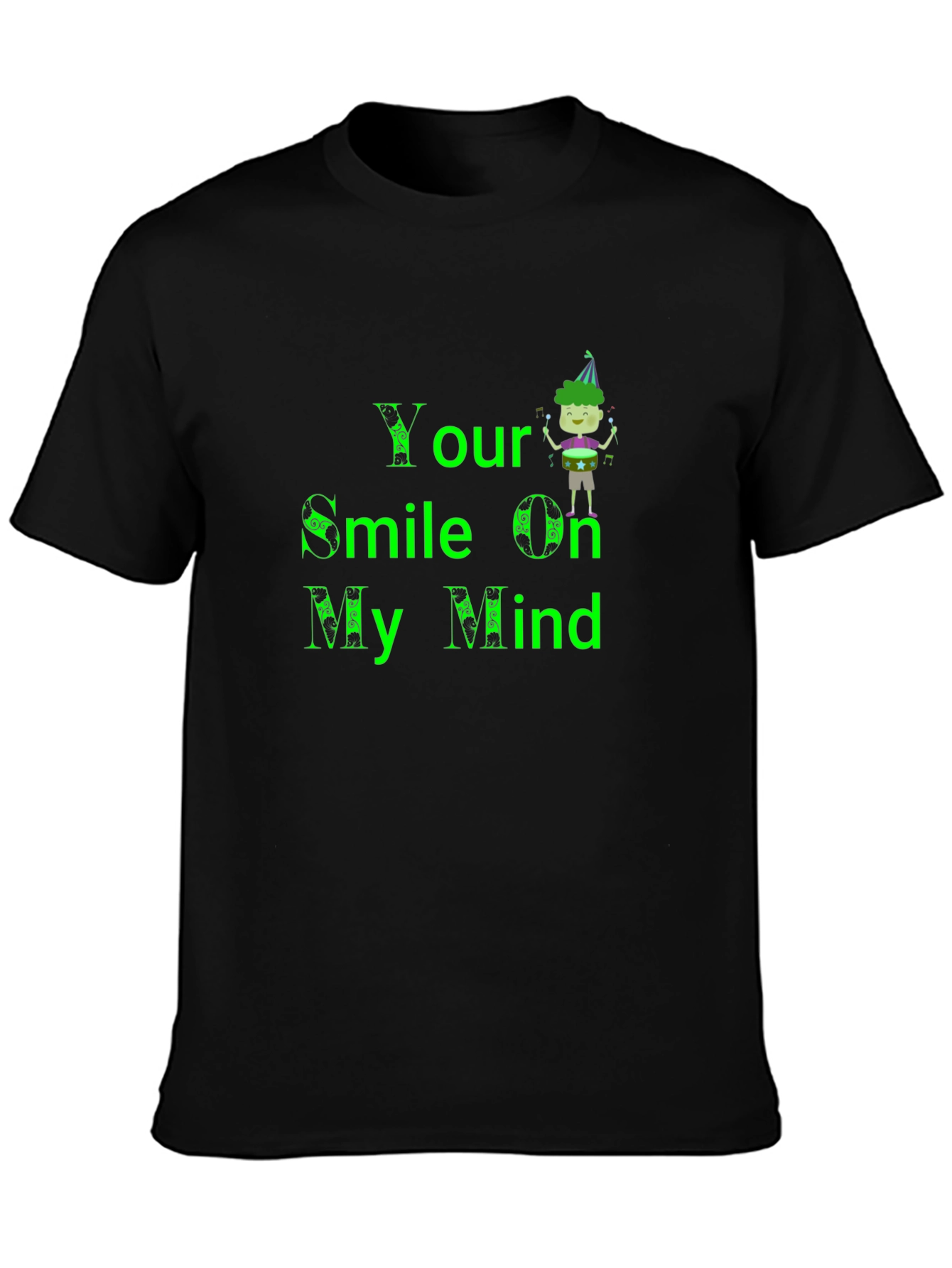Your Smile On My Mind Black Graphic T-Shirt