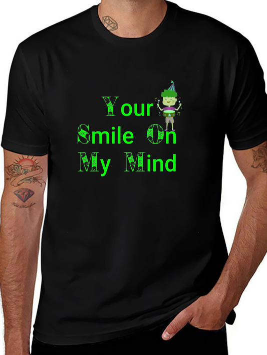 Your Smile On My Mind Black Graphic T-Shirt