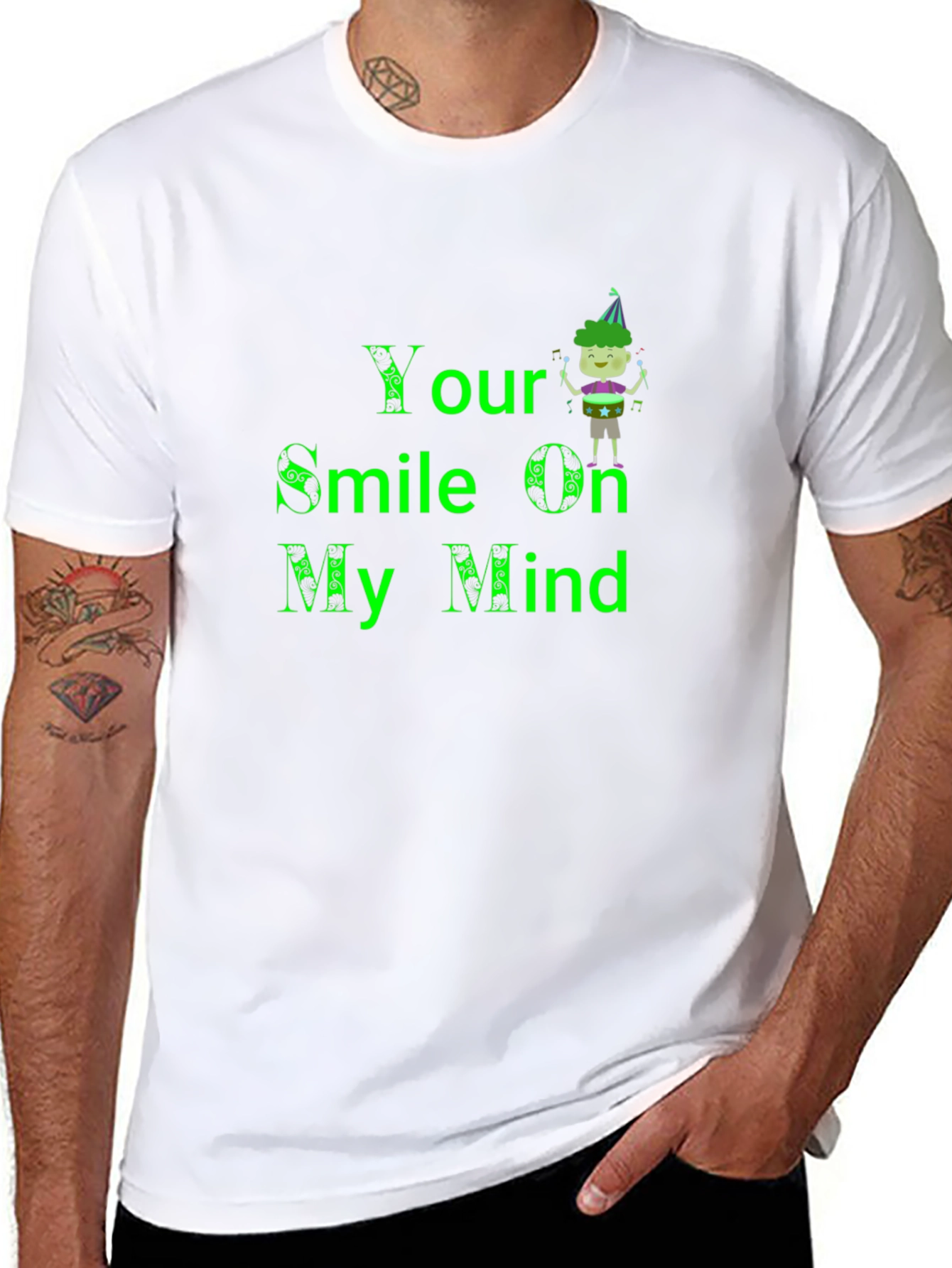 Your Smile On My Mind Black Graphic T-Shirt