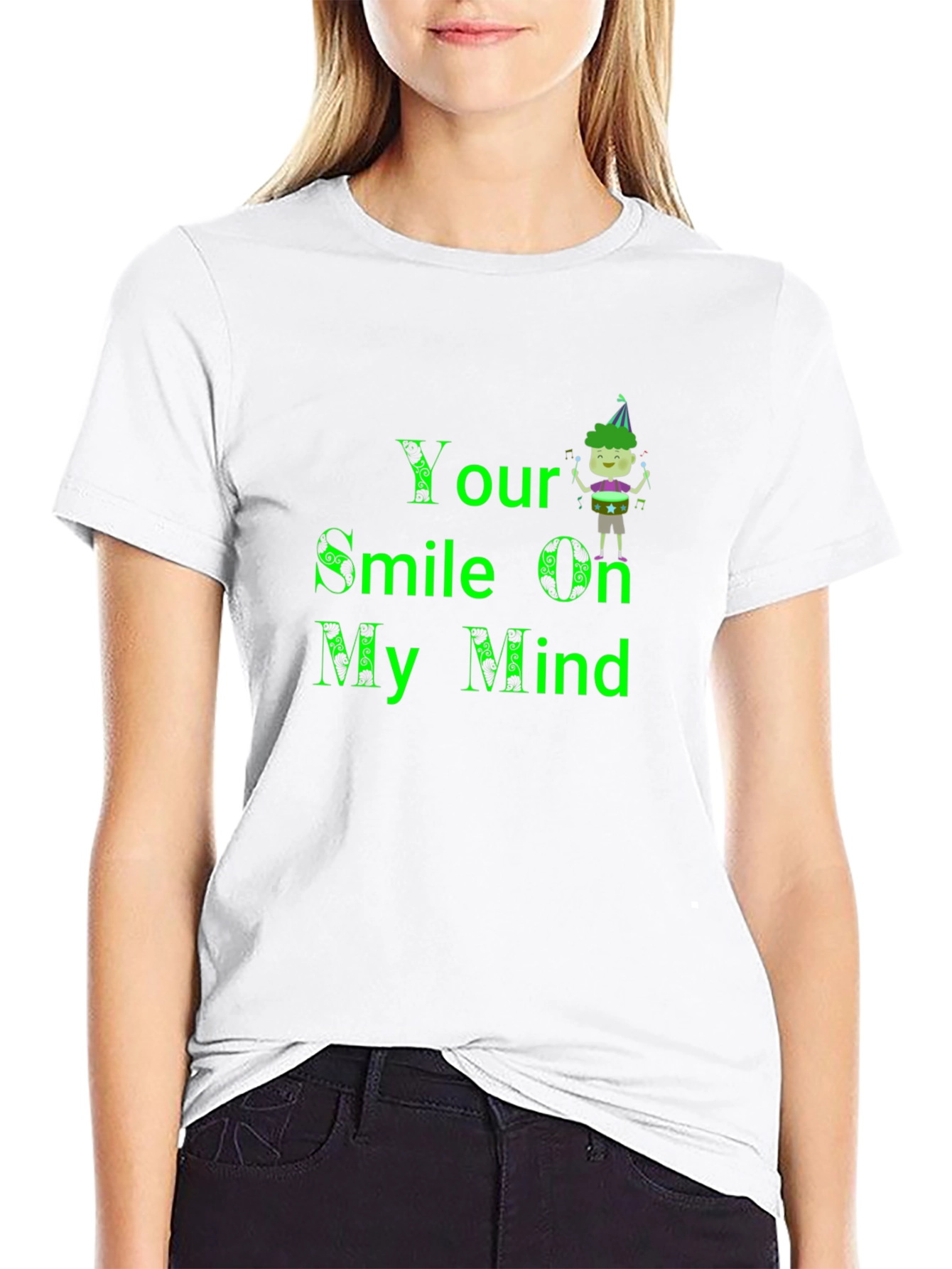 Your Smile On My Mind Black Graphic T-Shirt