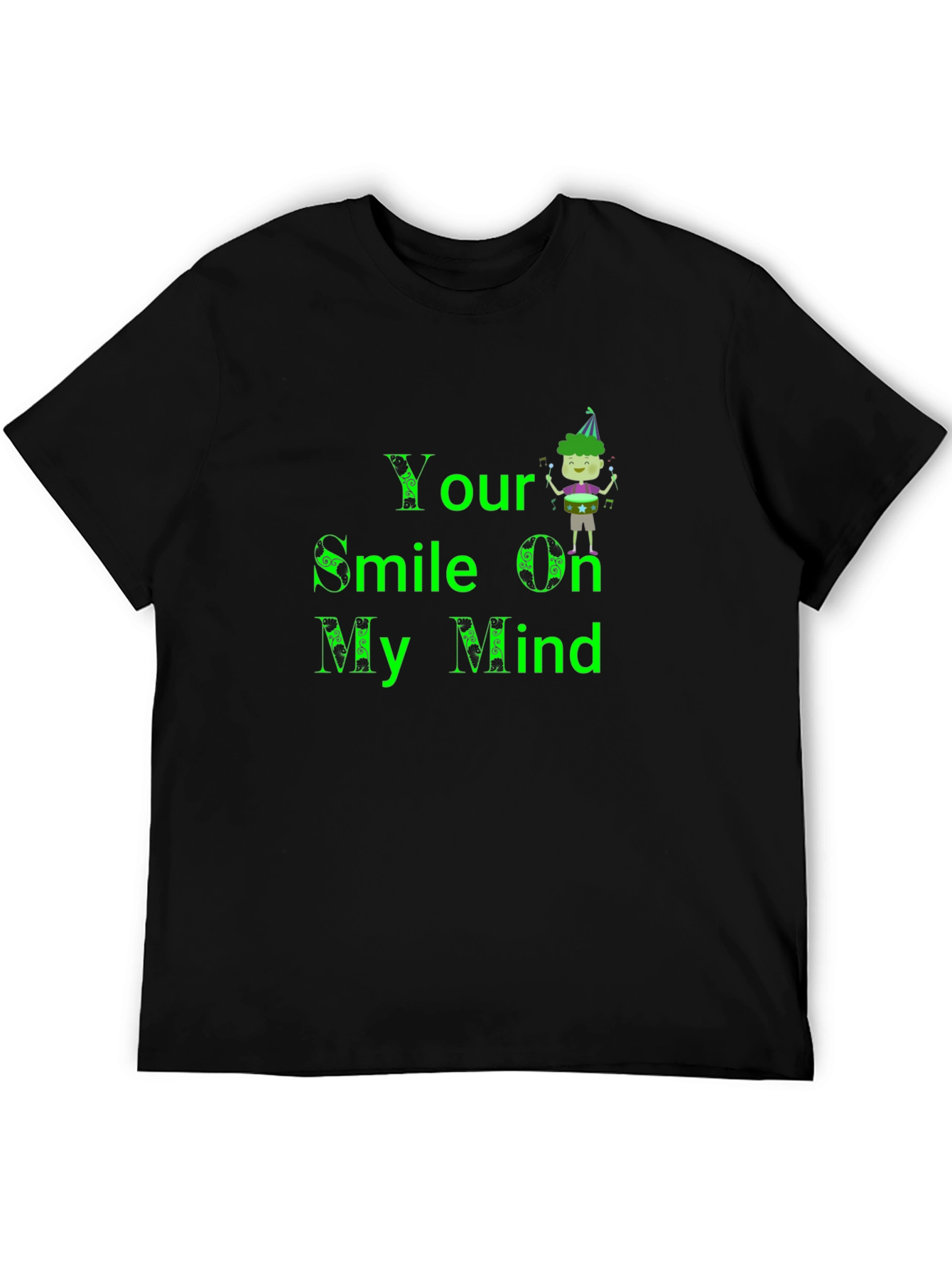 Your Smile On My Mind Black Graphic T-Shirt