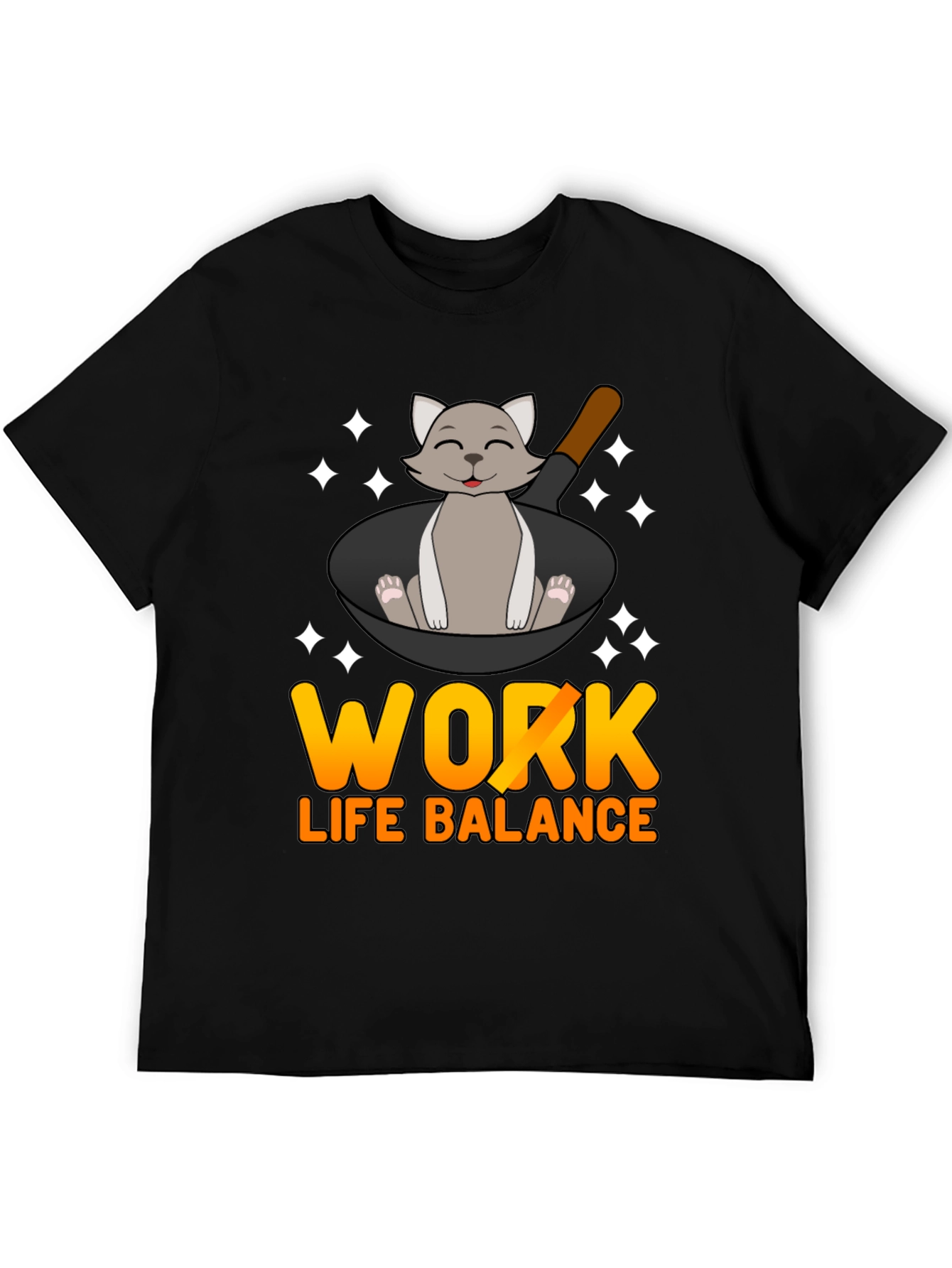 Work Life Balance Cat Pan T-Shirt