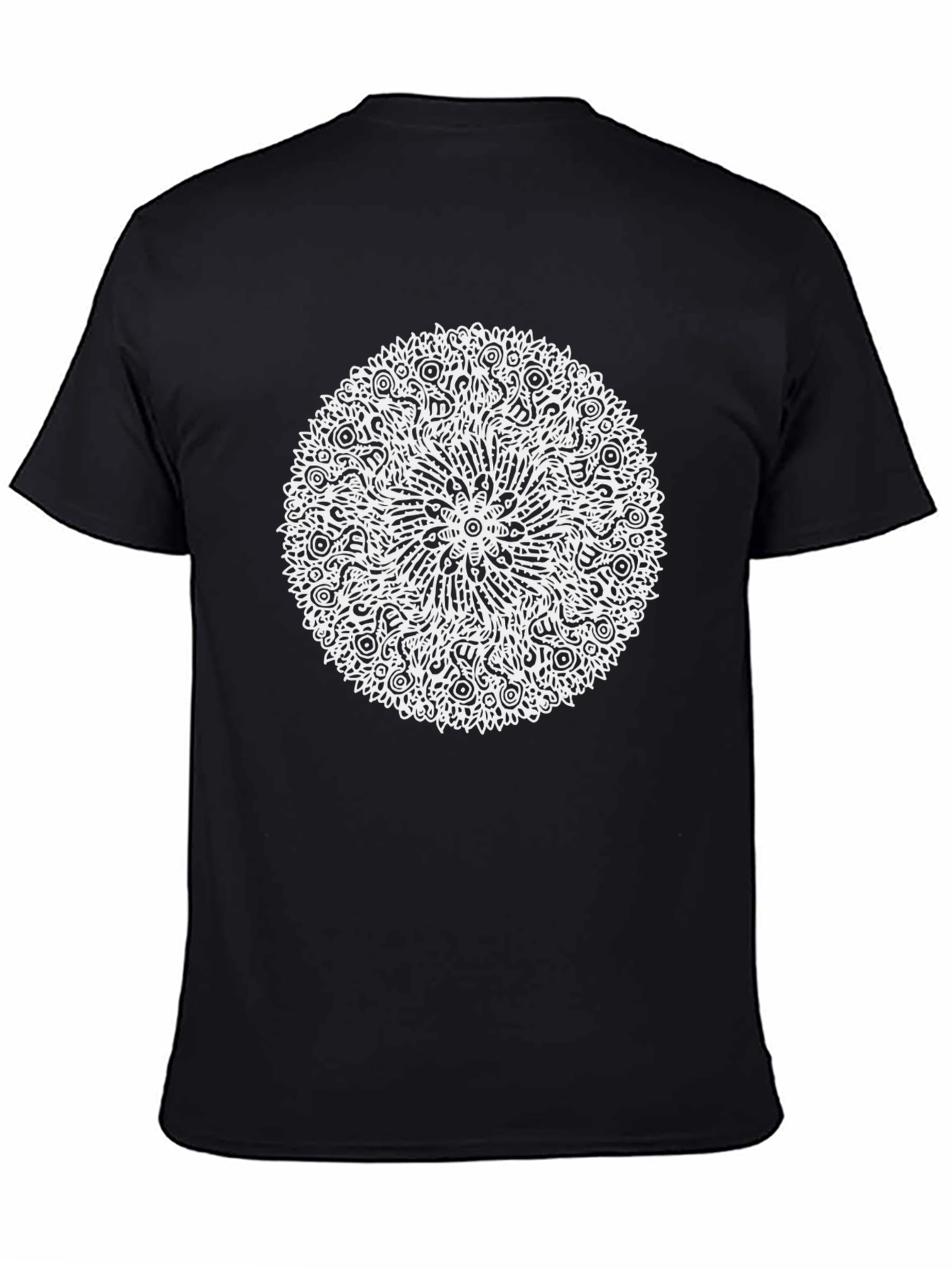Abstract Mandala Graphic Tee - Black Cotton T-Shirt