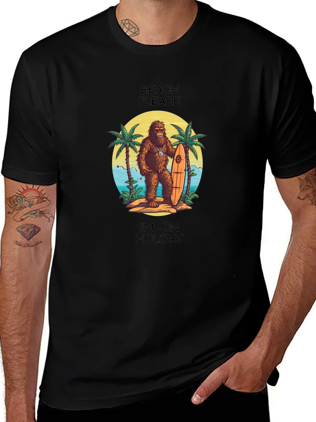 Beach Please T-Shirt: Holiday Sasquatch