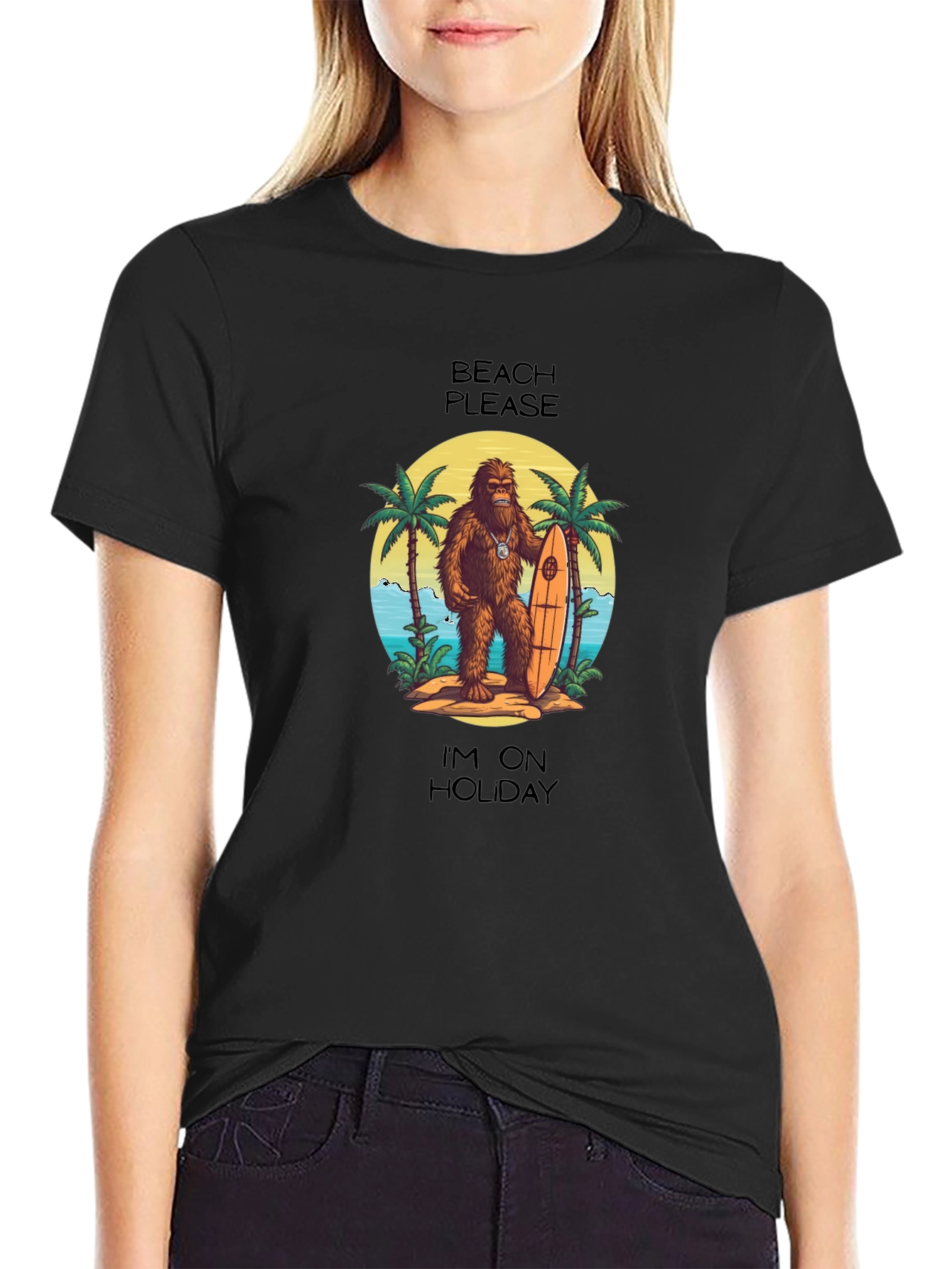 Beach Please T-Shirt: Holiday Sasquatch