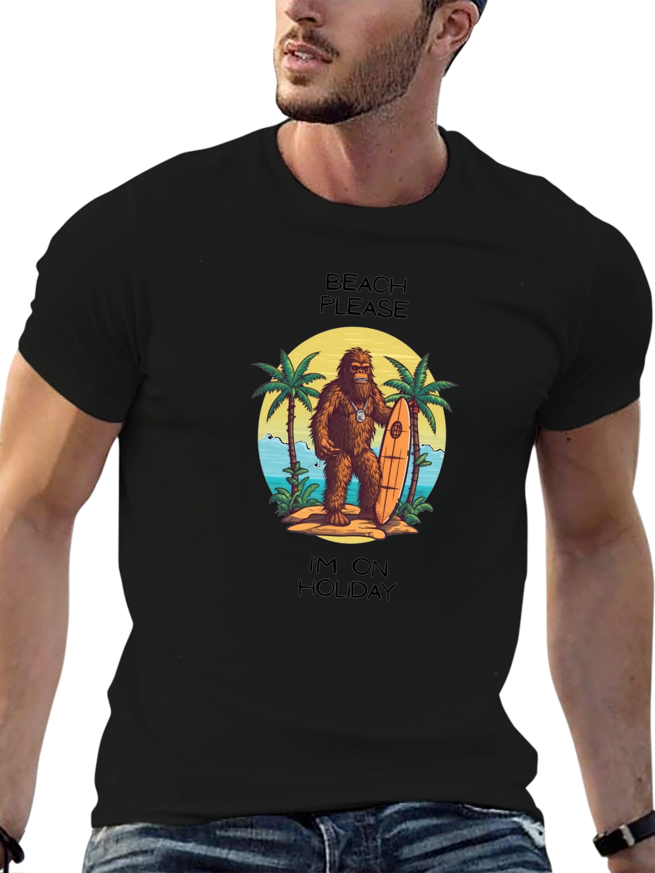 Beach Please T-Shirt: Holiday Sasquatch