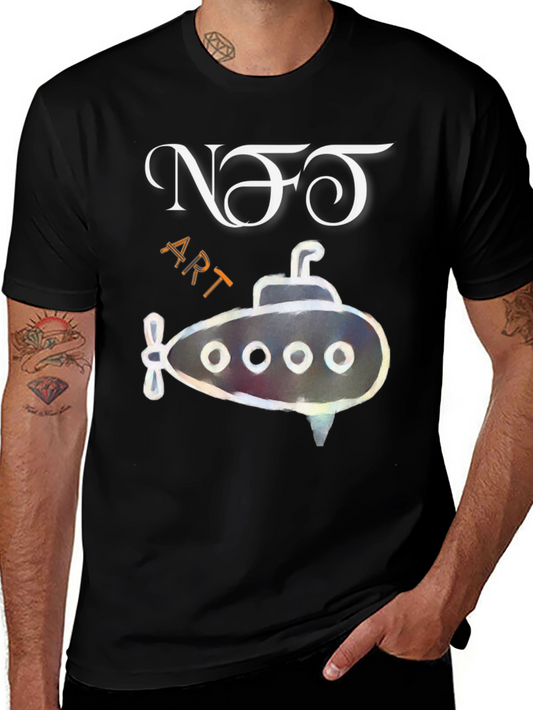 NFT Art Submarine Graphic Tee - Soft Cotton Black T-Shirt