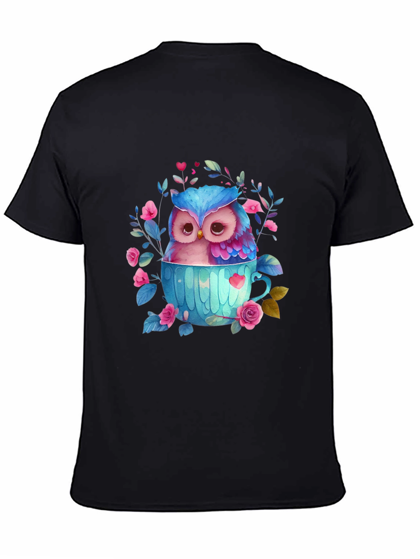 Owl in Teacup Graphic Tee - Cute Bird T-Shirt