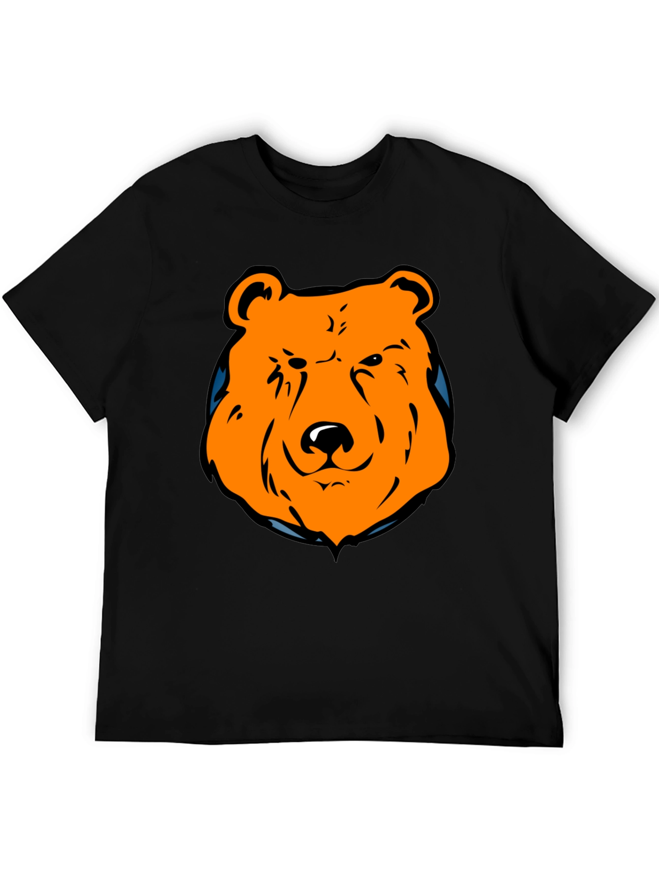 Orange Bear Graphic Black T-Shirt