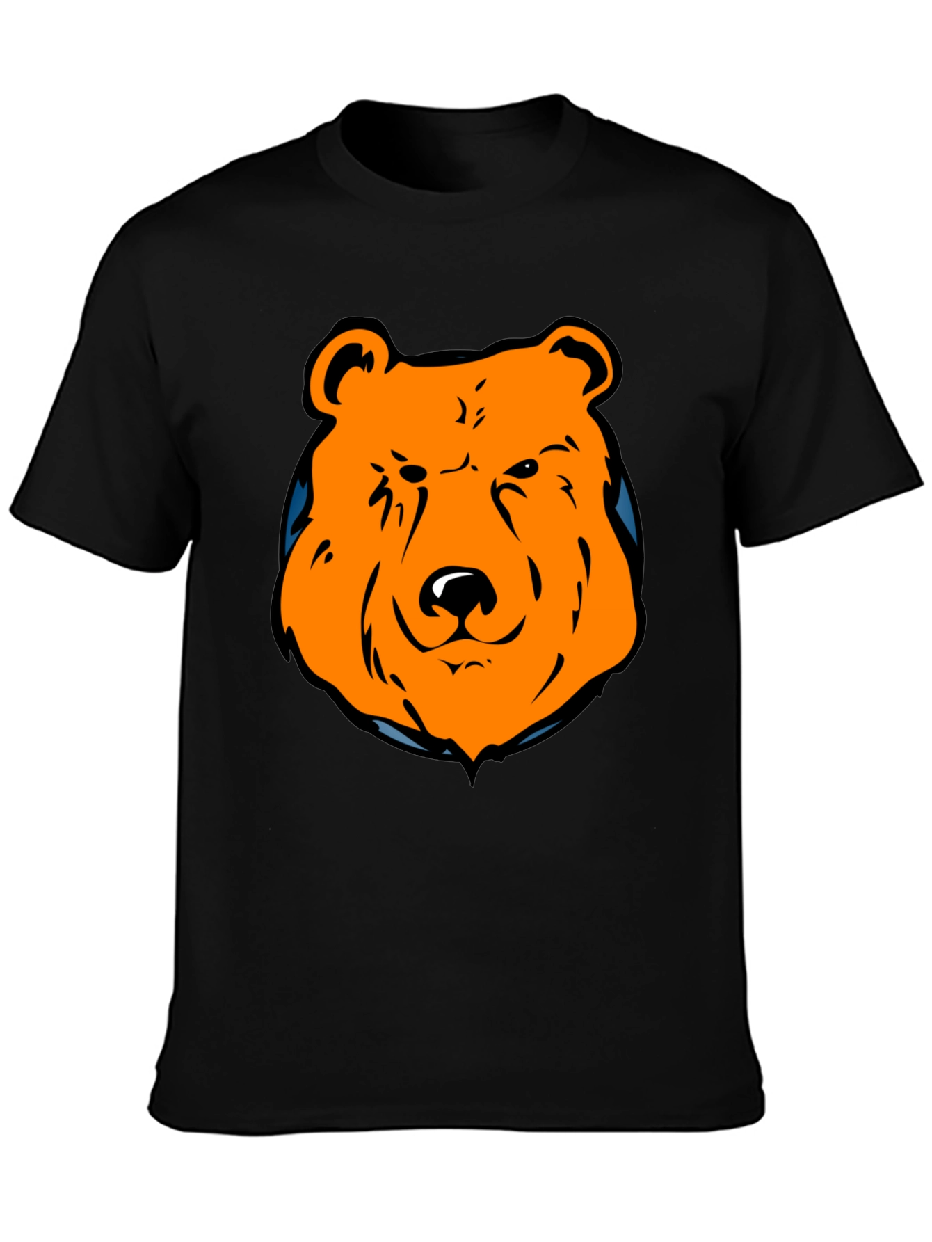 Orange Bear Graphic Black T-Shirt