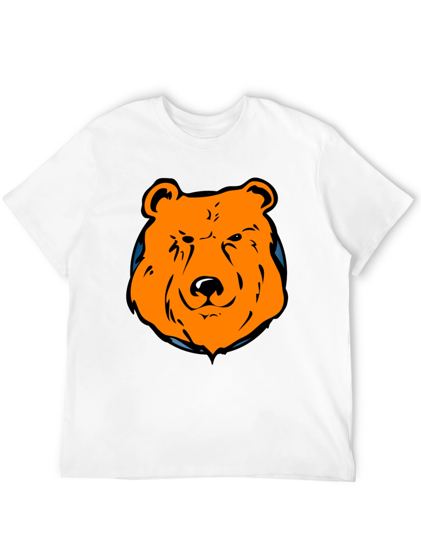 Orange Bear Graphic Black T-Shirt