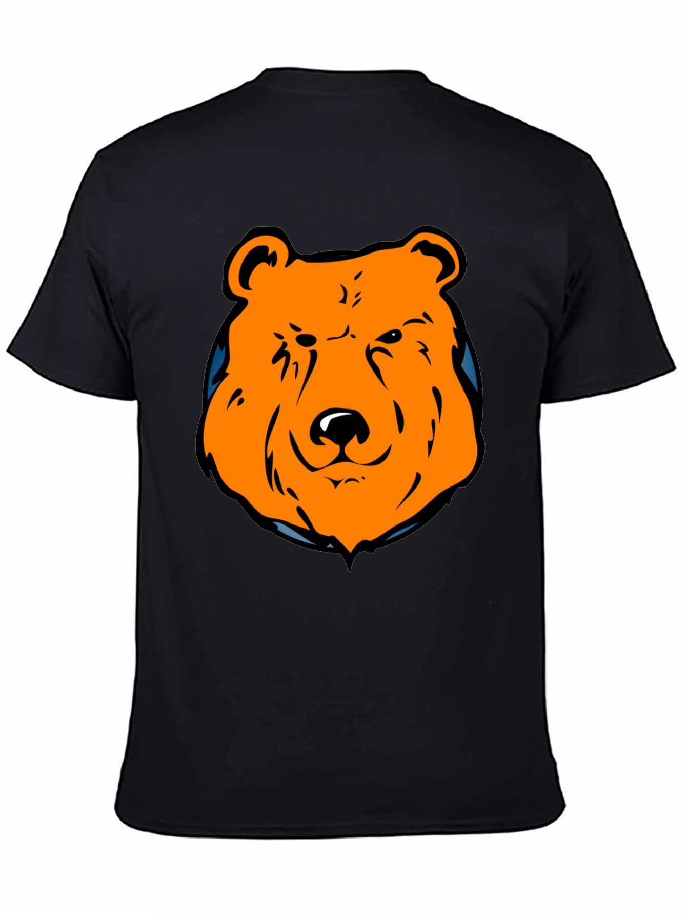 Orange Bear Graphic Black T-Shirt