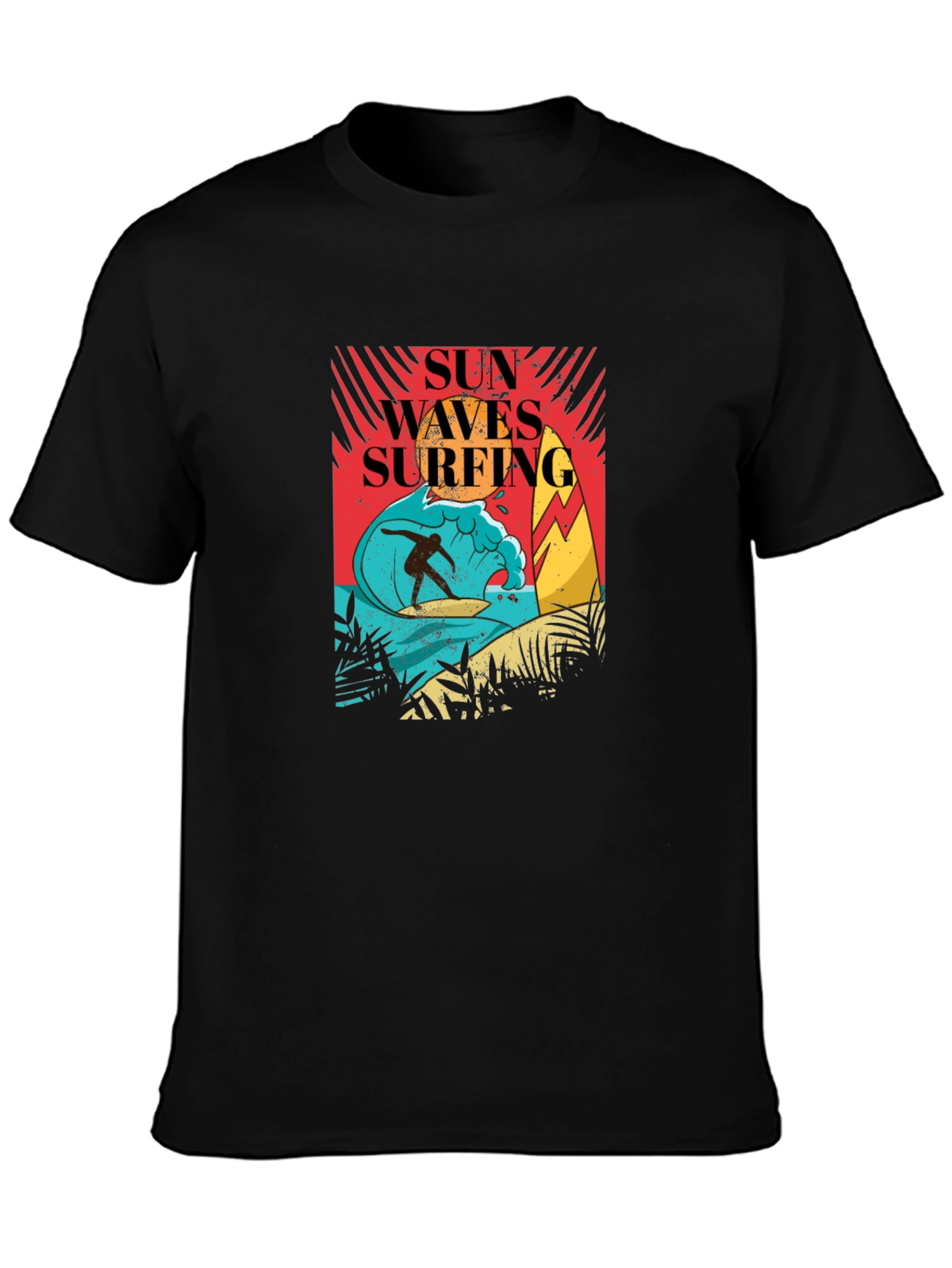 Sun Waves Surfing Graphic Tee