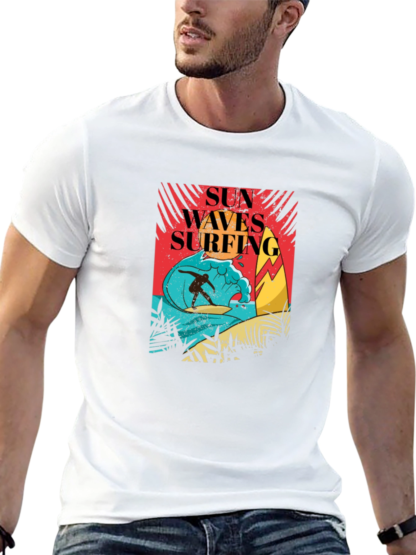 Sun Waves Surfing Graphic Tee