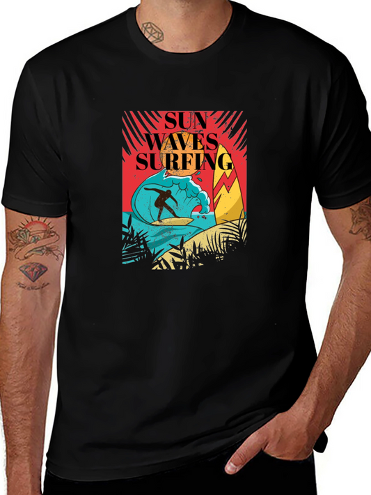 Sun Waves Surfing Graphic Tee