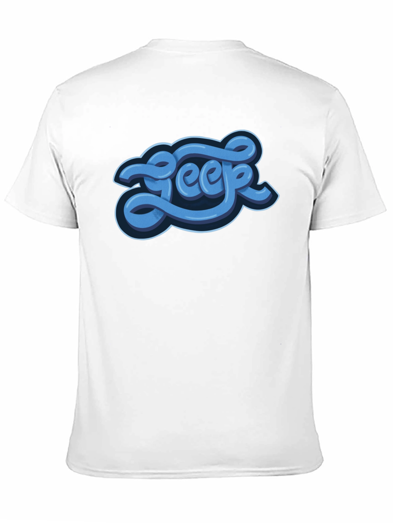 Stylish Graphic Tee - Blue Word Design